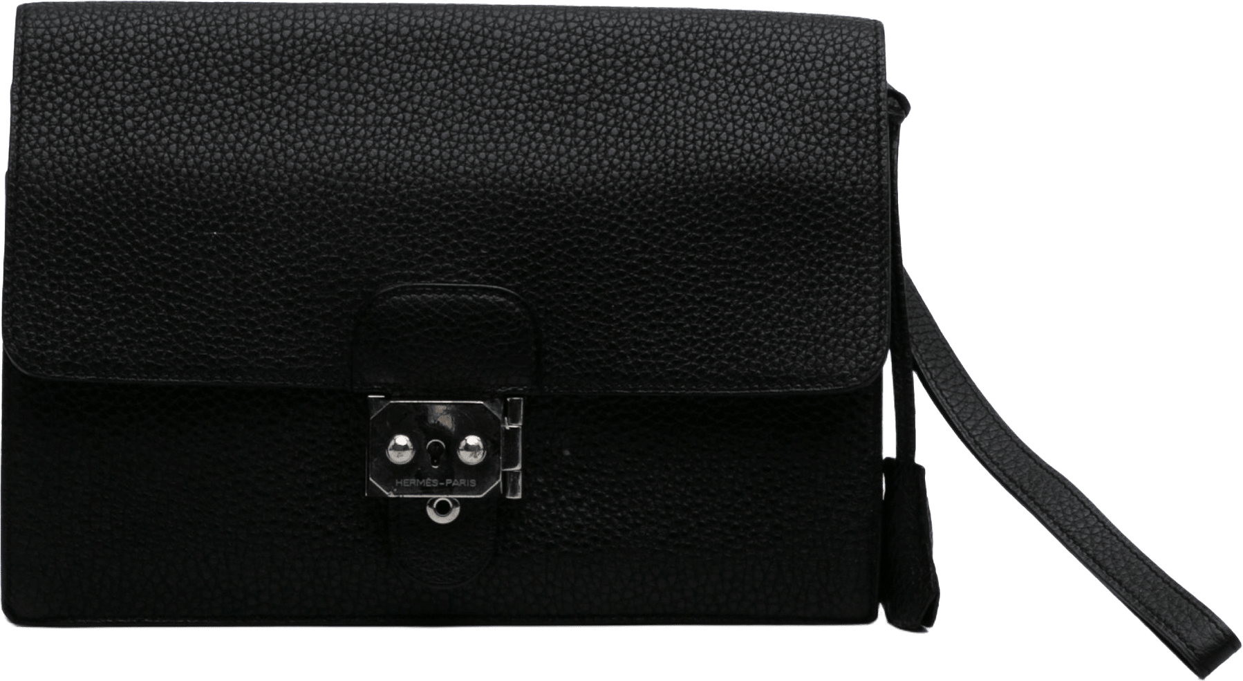 Hermès Togo Jet Pochette Clutch, från Luxclusif, i färgen black.