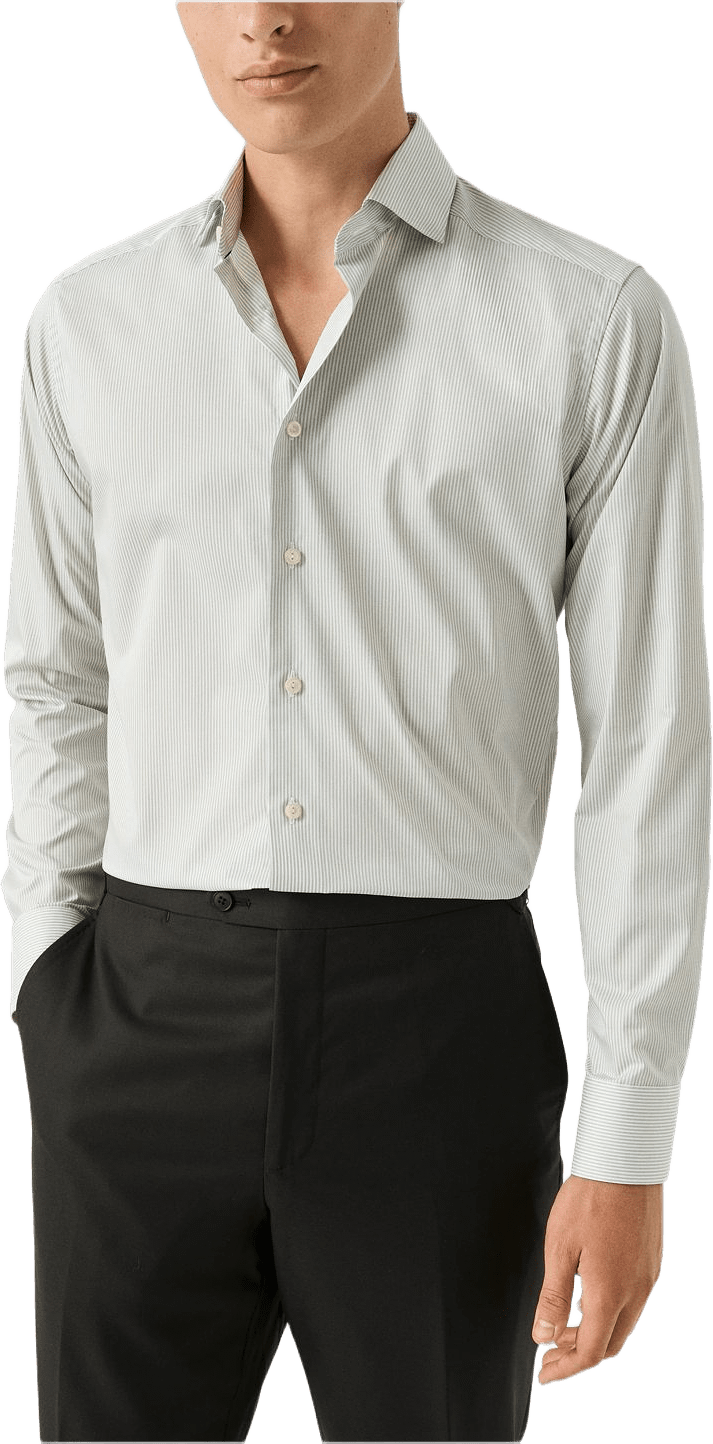 Randig Fine Twill-skjorta Slim Fit, från Eton, i färgen light green.