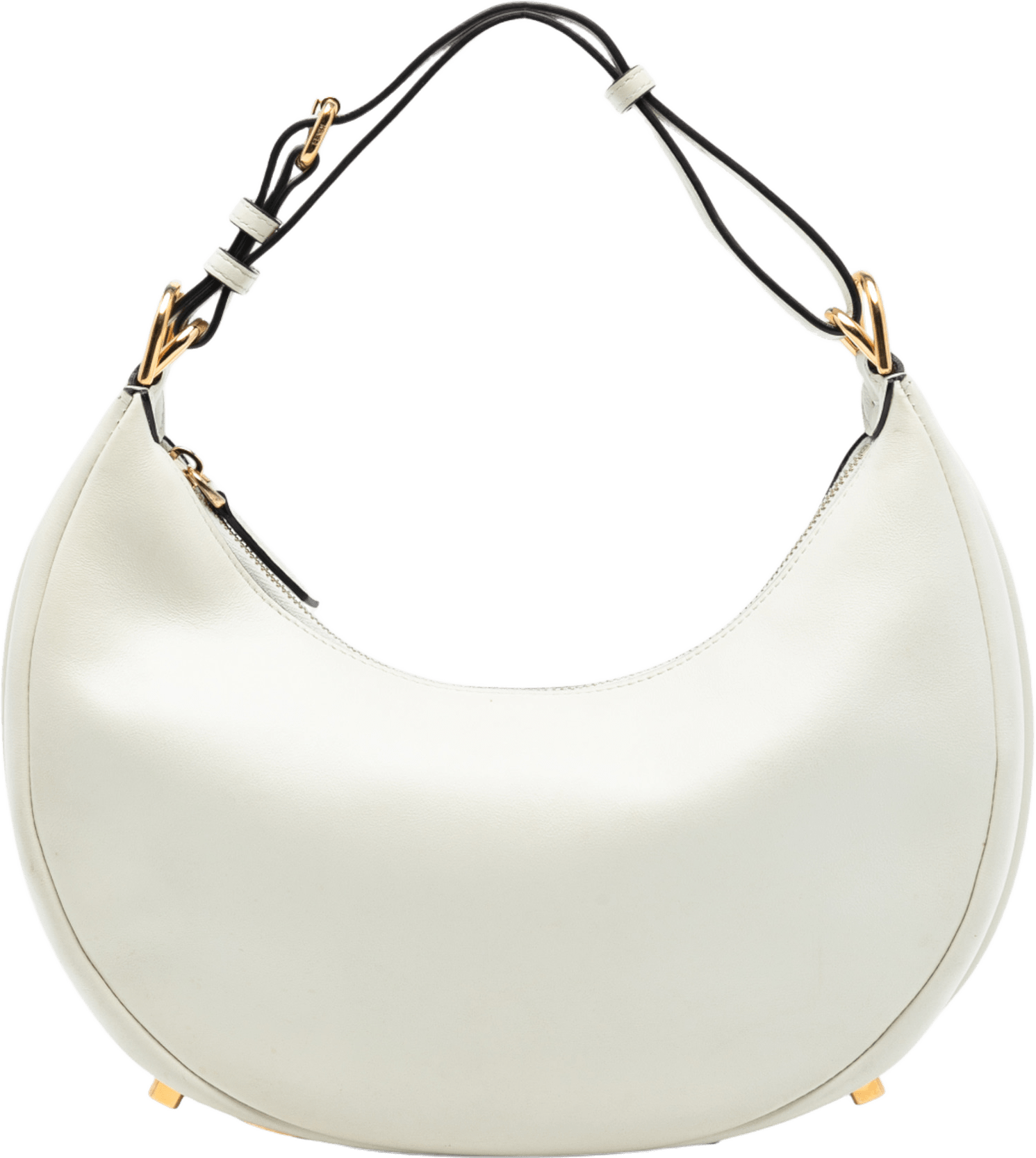 Fendi Small Leather Fendigraphy Hobo, från Luxclusif, i färgen white.