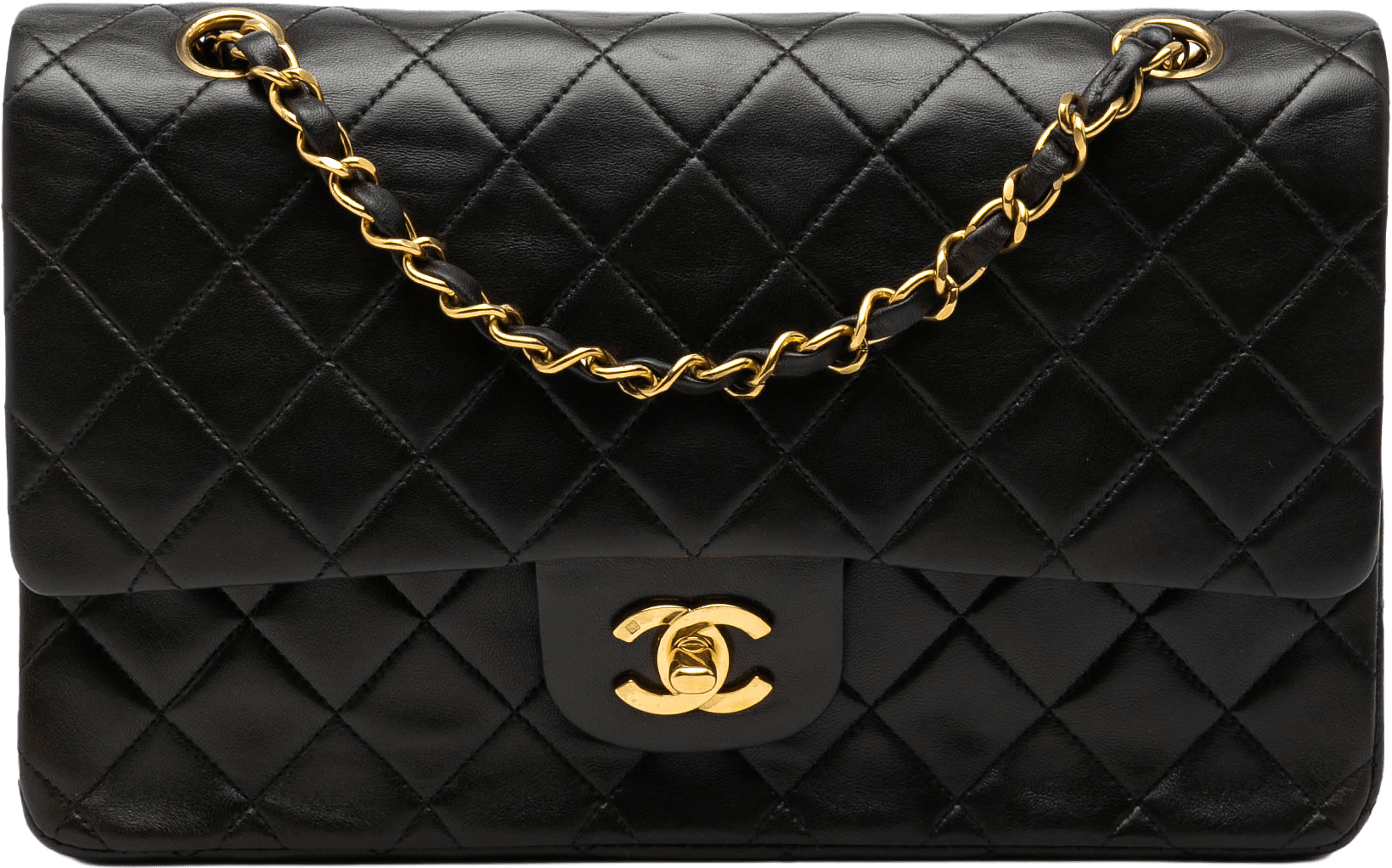 Chanel Medium Classic Lambskin Double Flap, från Luxclusif, i färgen black.
