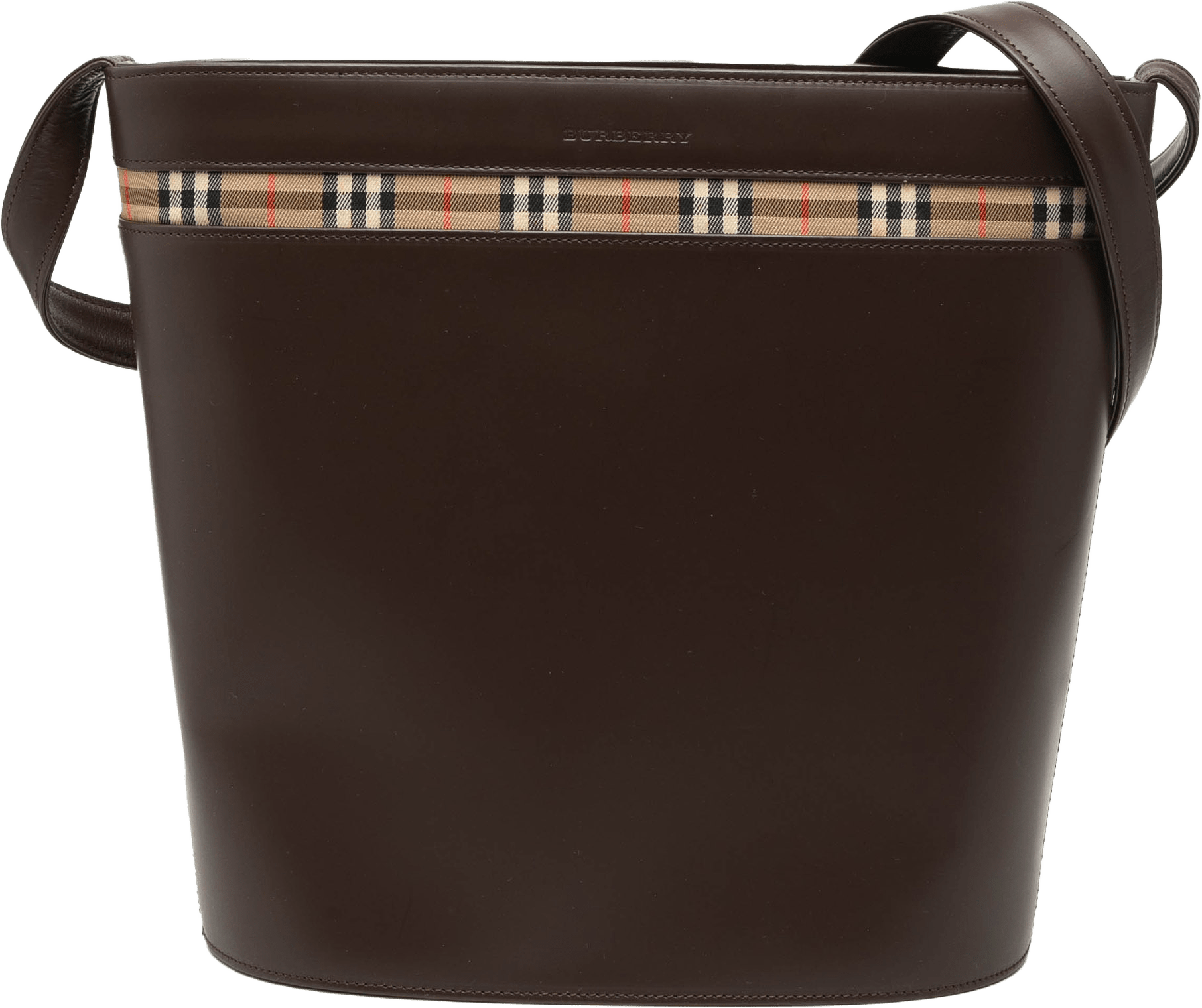 Burberry House Check Trimmed Leather Crossbody, från Luxclusif, i färgen dark brown.
