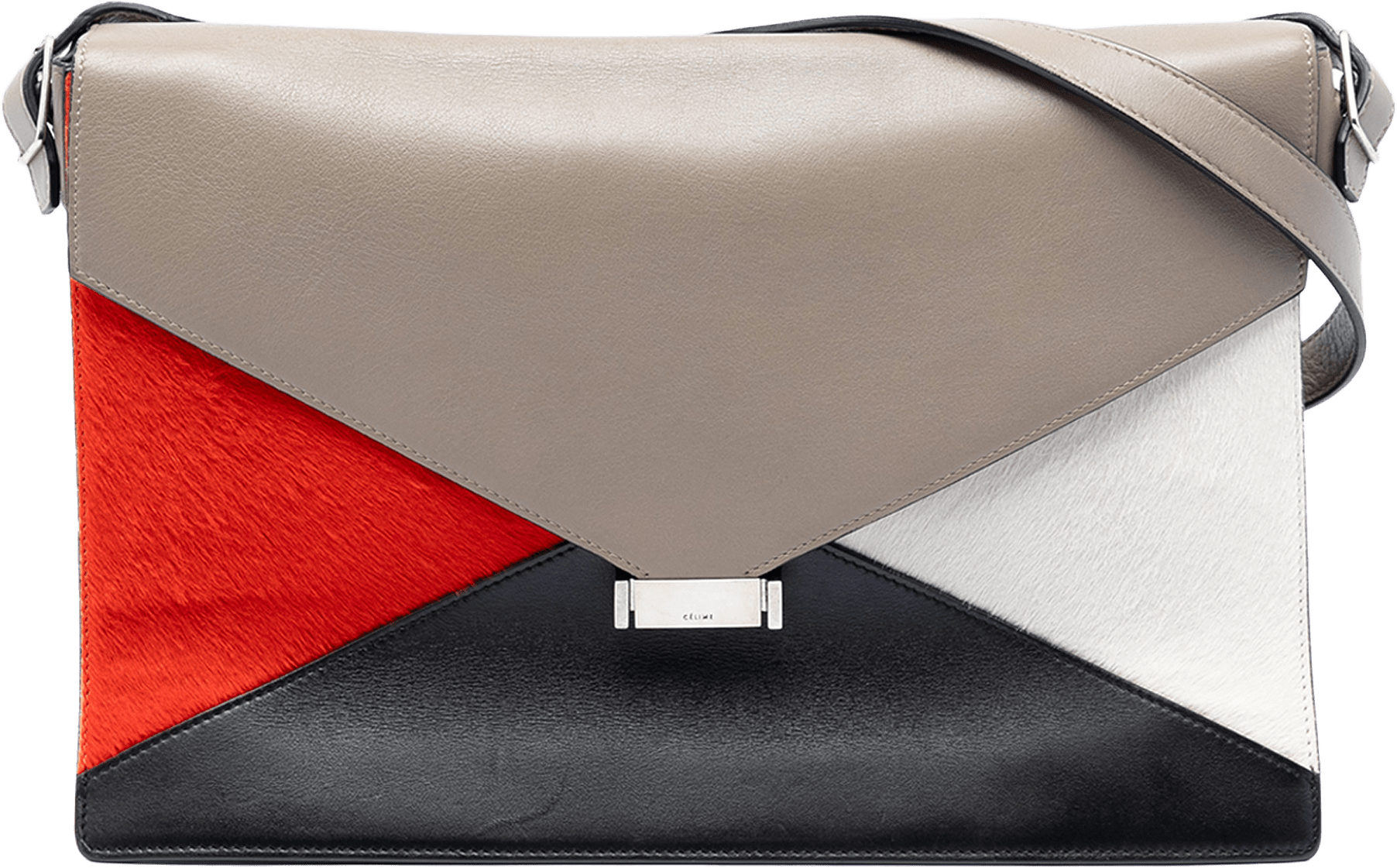 Celine Multicolor Leather And Pony Hair Diamond Shoulder Bag, från Luxclusif, i färgen gray.