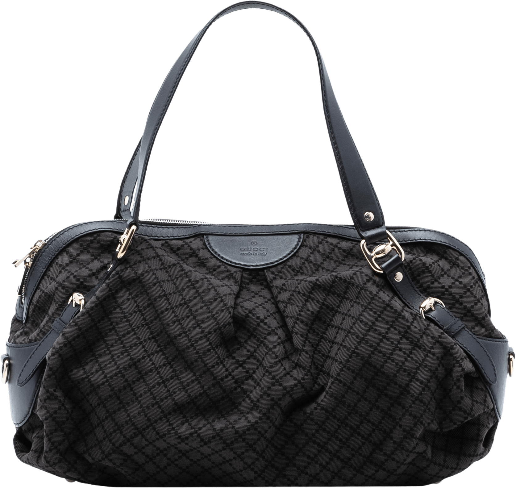 Gucci Diamante Canvas Bridle Satchel, från Luxclusif, i färgen dark gray.