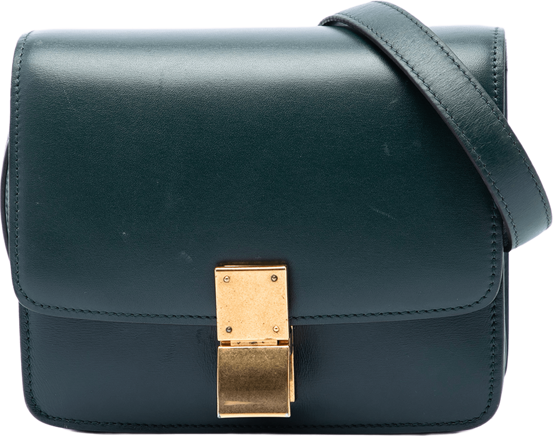 Celine Small Calfskin Classic Box, från Luxclusif, i färgen grön.
