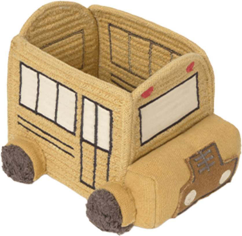 Mini Skolbuss I Korgen, från LORENA CANALS, i färgen honung, mörkgrå, röd, naturlig, kola.
