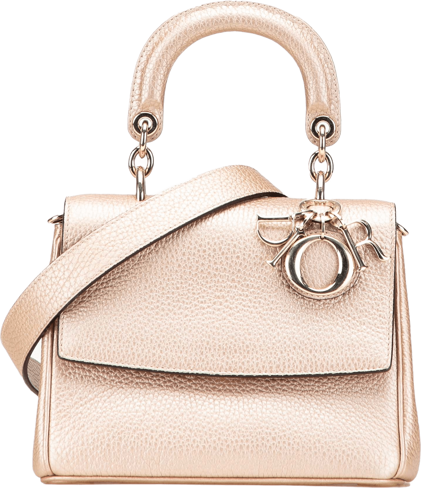 Dior Mini Metallic Grained Calfskin Be Dior Flap, från Luxclusif, i färgen gold.