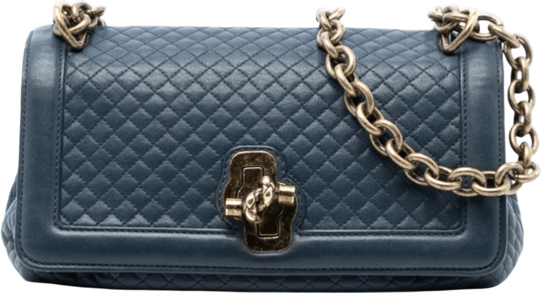 Bottega Veneta Quilted Leather Olimpia Knot Shoulder Bag, från Luxclusif, i färgen navy.