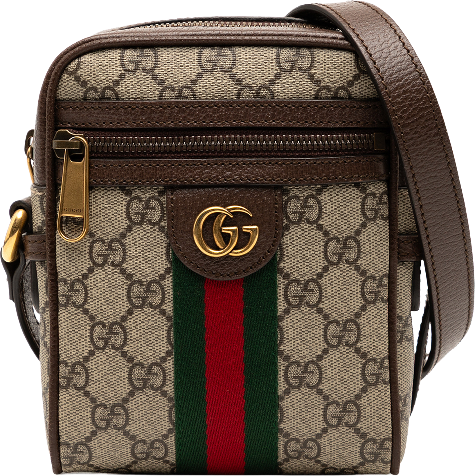 Gucci Mini Gg Supreme Ophidia Crossbody, från Luxclusif, i färgen beige.