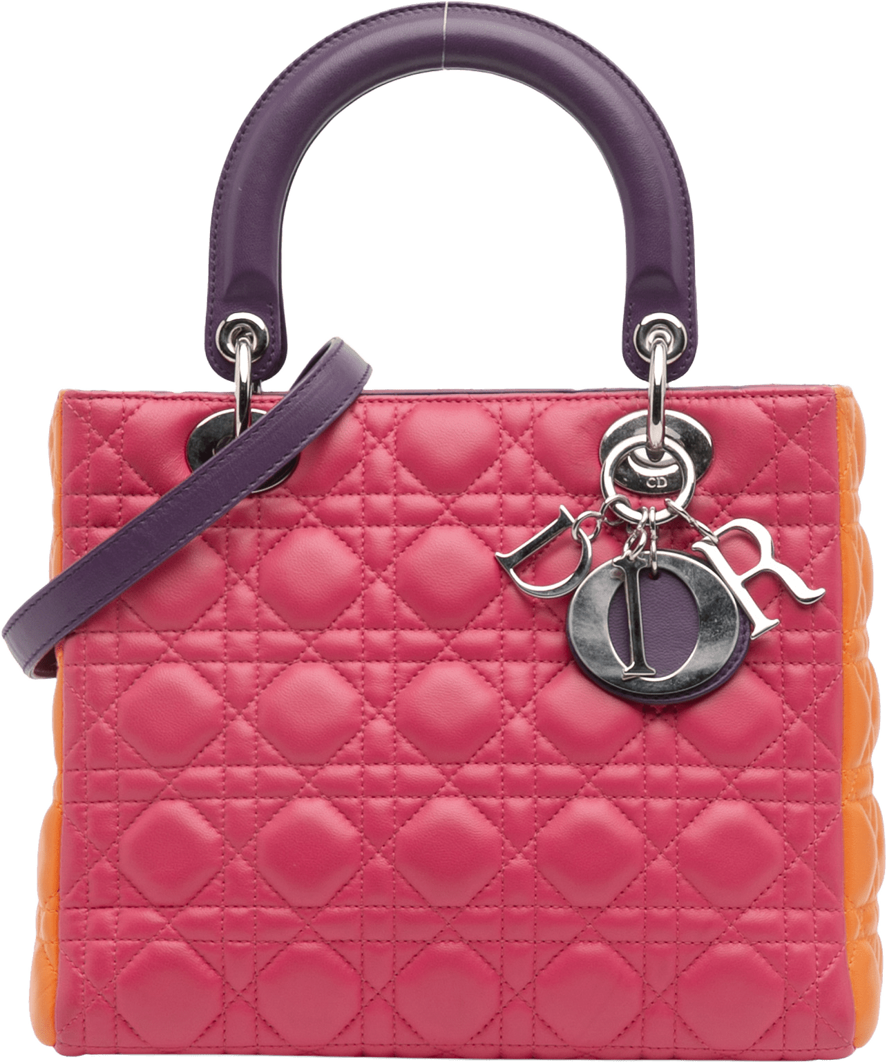 Dior Medium Tricolor Lambskin Cannage Lady Dior, från Luxclusif, i färgen pink.