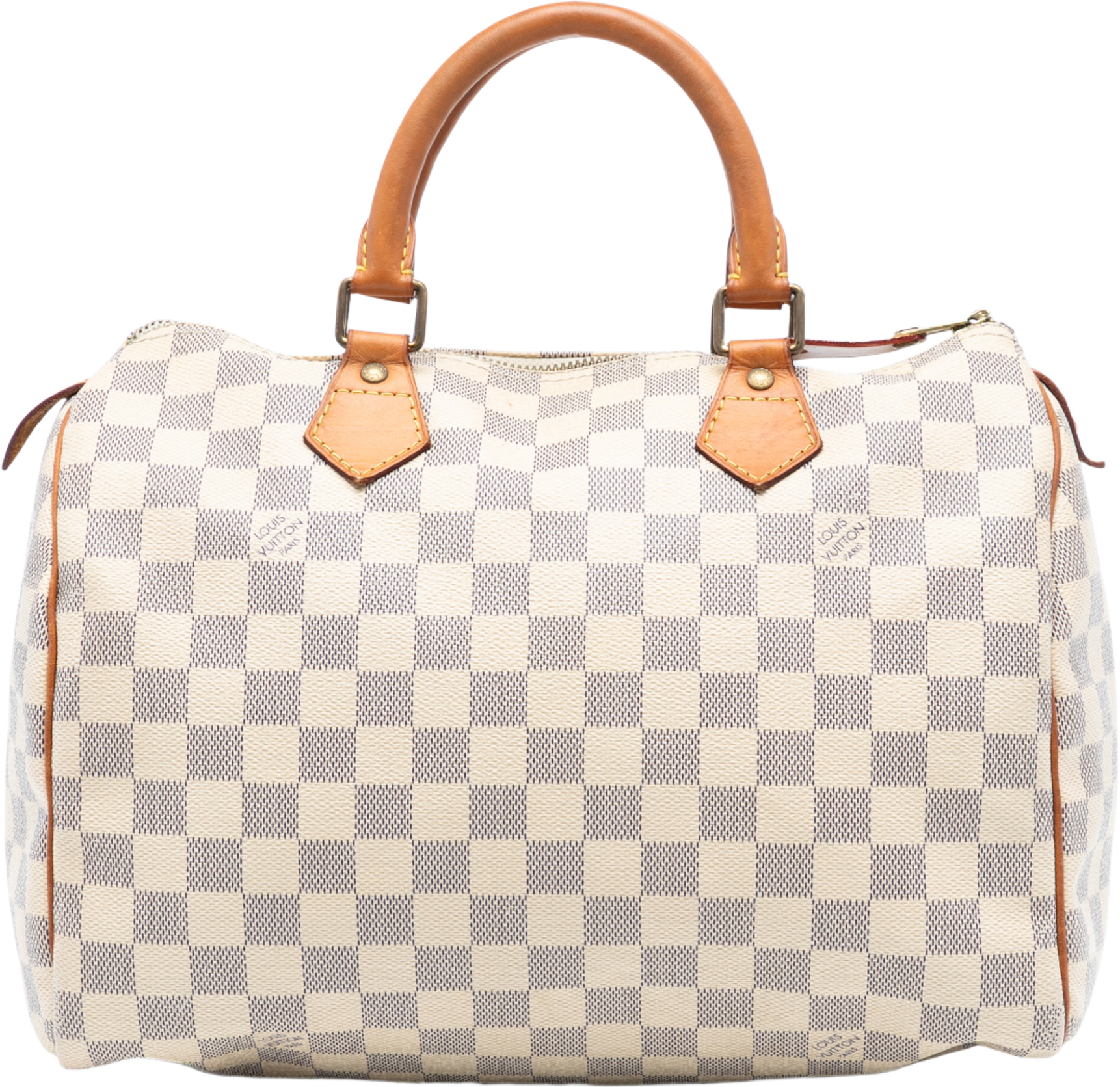 Louis Vuitton Damier Azur Speedy 30, från Luxclusif, i färgen white.