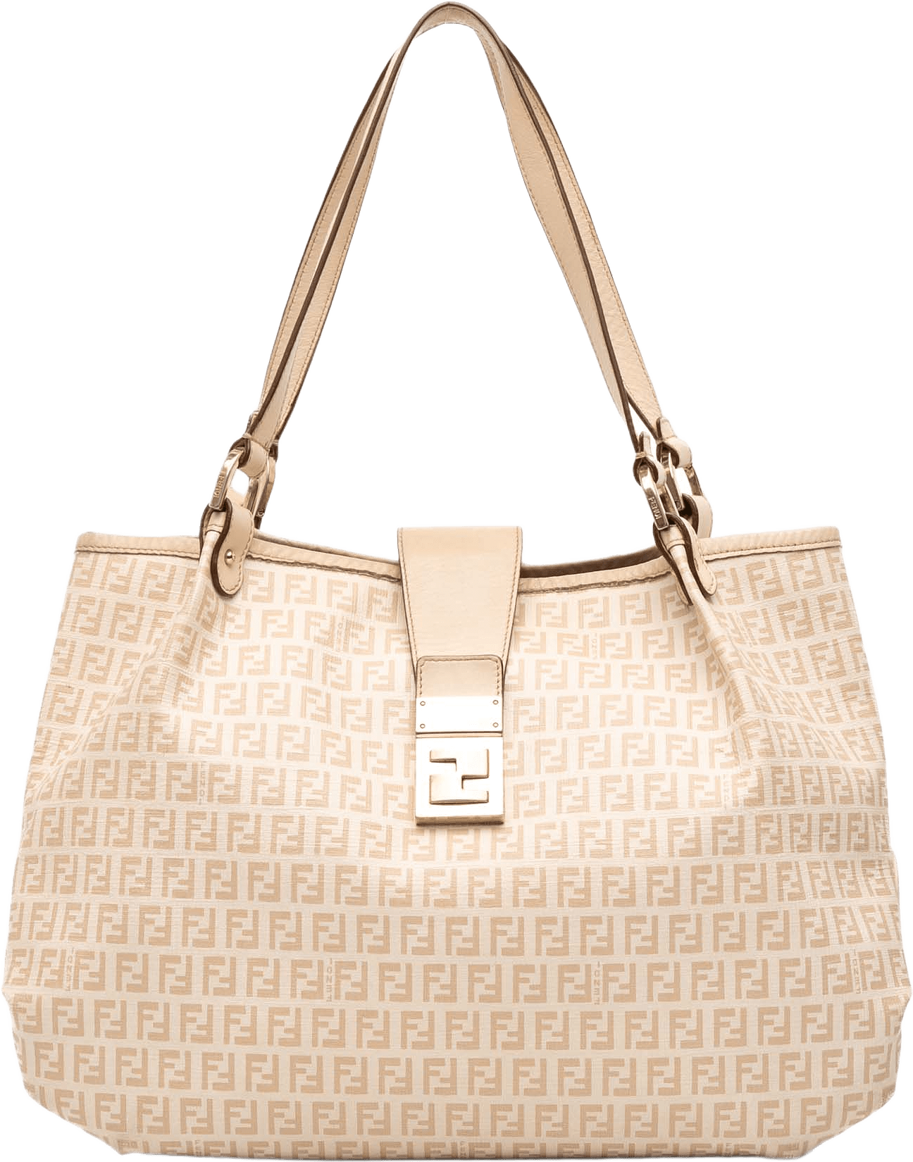 Fendi Zucchino Spalmati Chiusura Tote, från Luxclusif, i färgen beige.