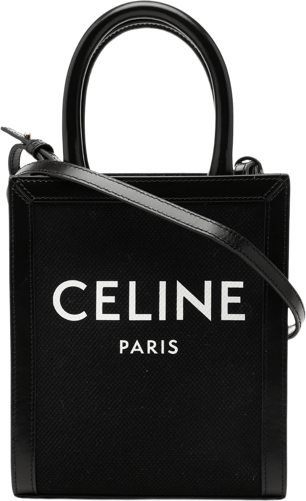 Celine Mini Canvas Vertical Cabas Tote, från Luxclusif, i färgen svart.