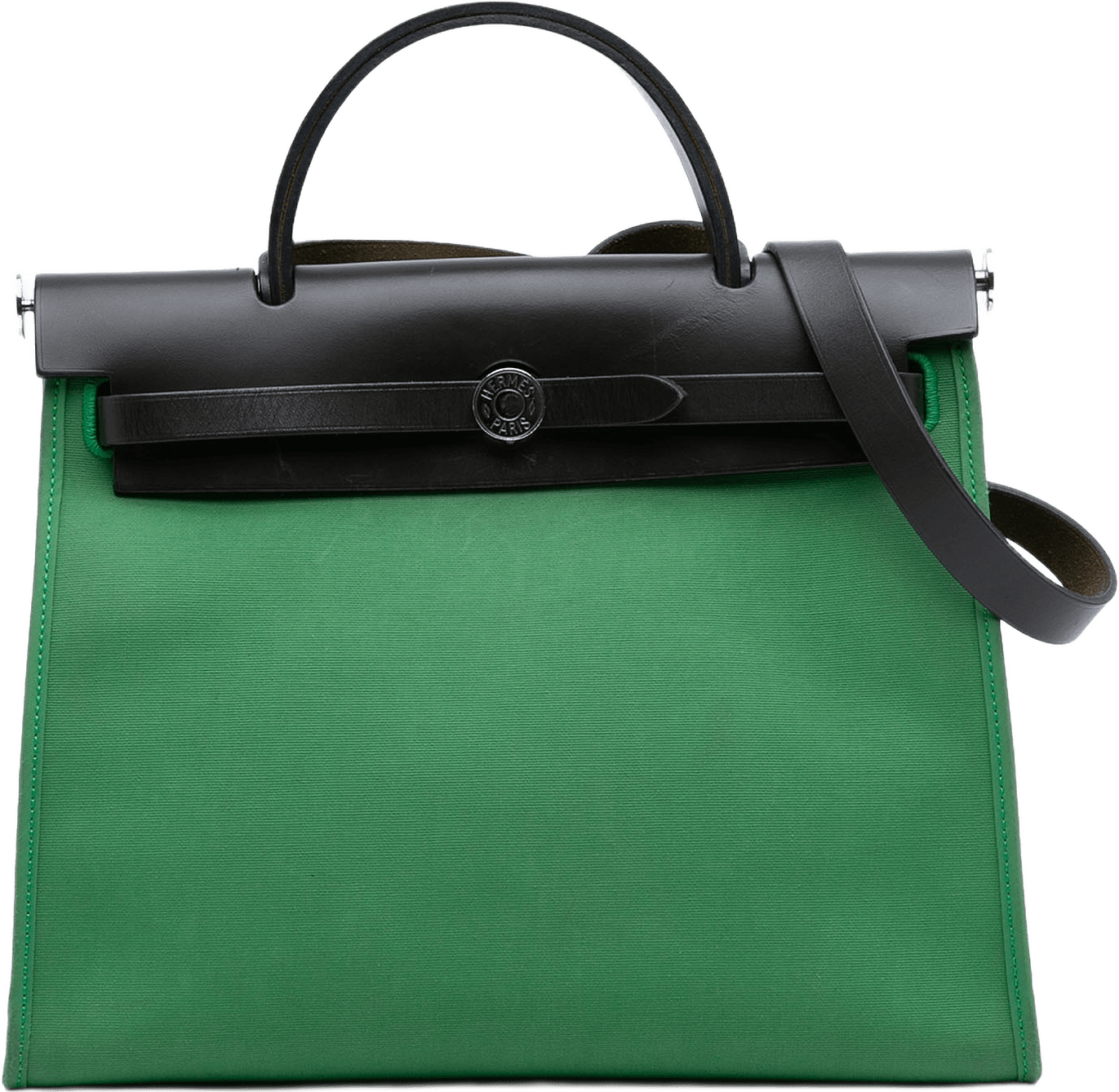 Hermès Military Toile And Vache Hunter Herbag Zip 31, från Luxclusif, i färgen svart.