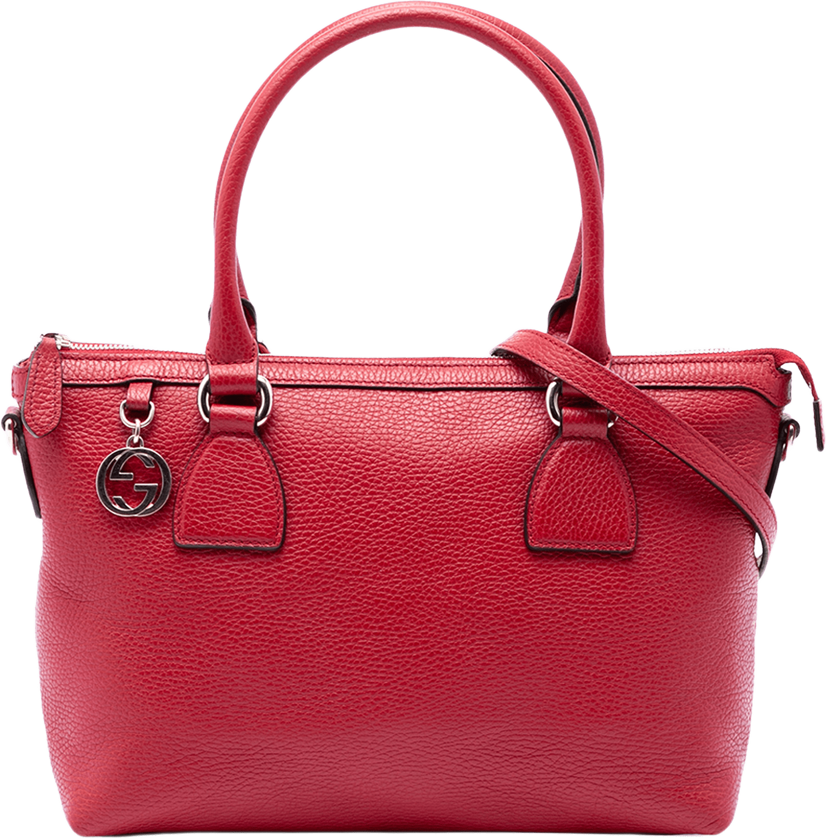 Gucci Dollar Calfskin Gg Charm Satchel, från Luxclusif, i färgen red.