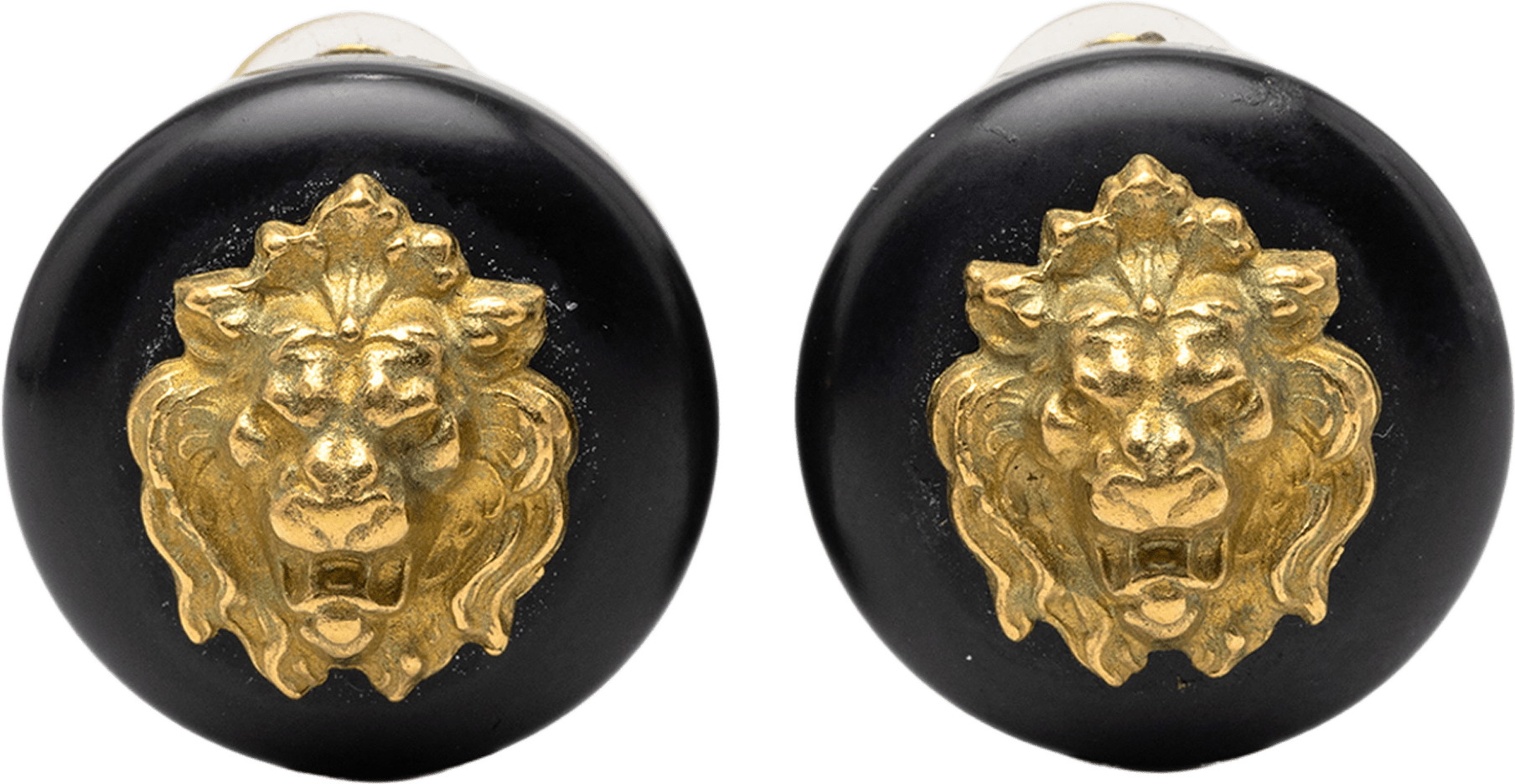 Chanel Gold Plated Resin Lion Head Clip On Earrings, från Luxclusif, i färgen black.