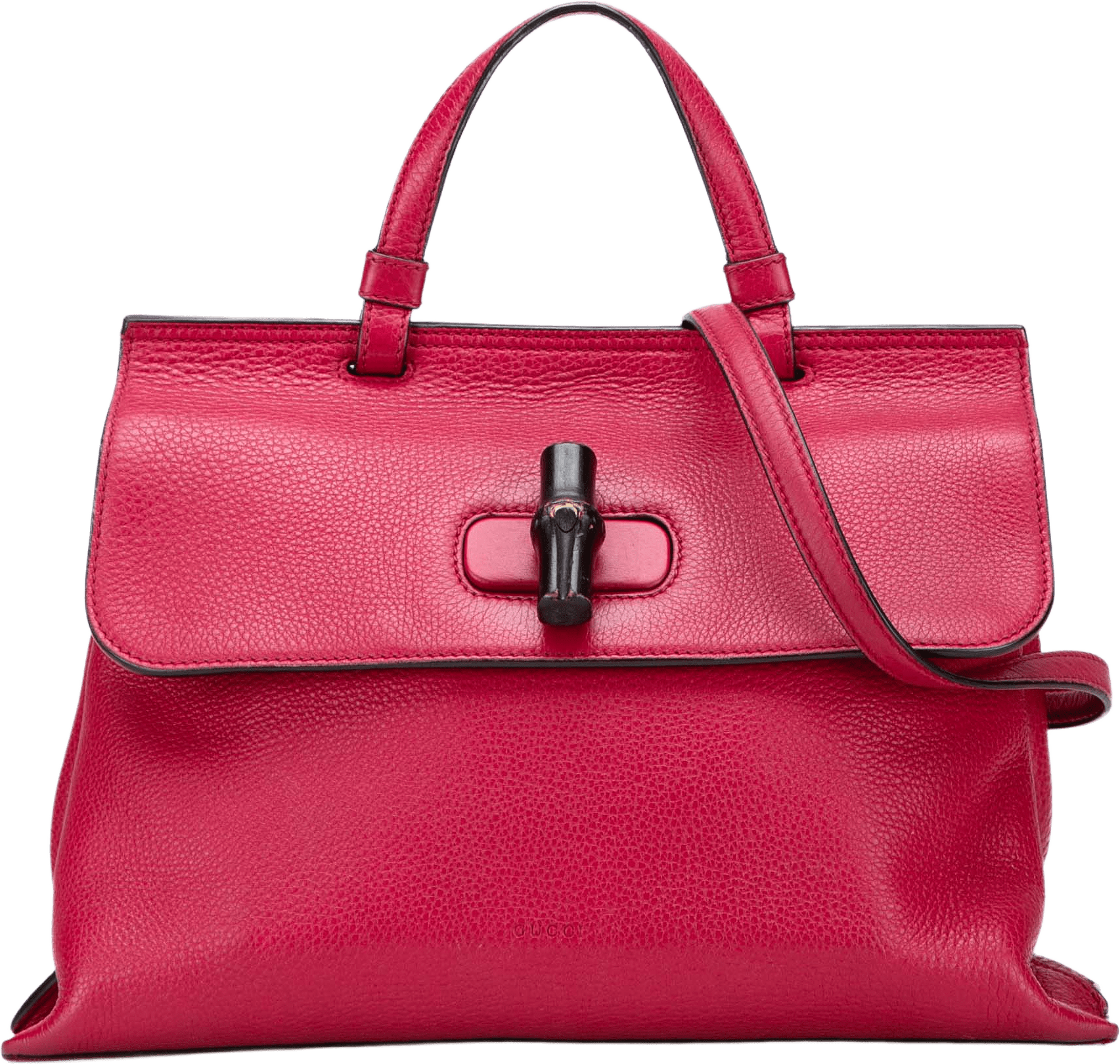 Gucci Medium Leather Bamboo Daily Satchel, från Luxclusif, i färgen dark pink.