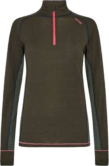 Långärmad Undertröja "halv Dragkedja" |100% Ull | Grön, från Dovre, i färgen green.