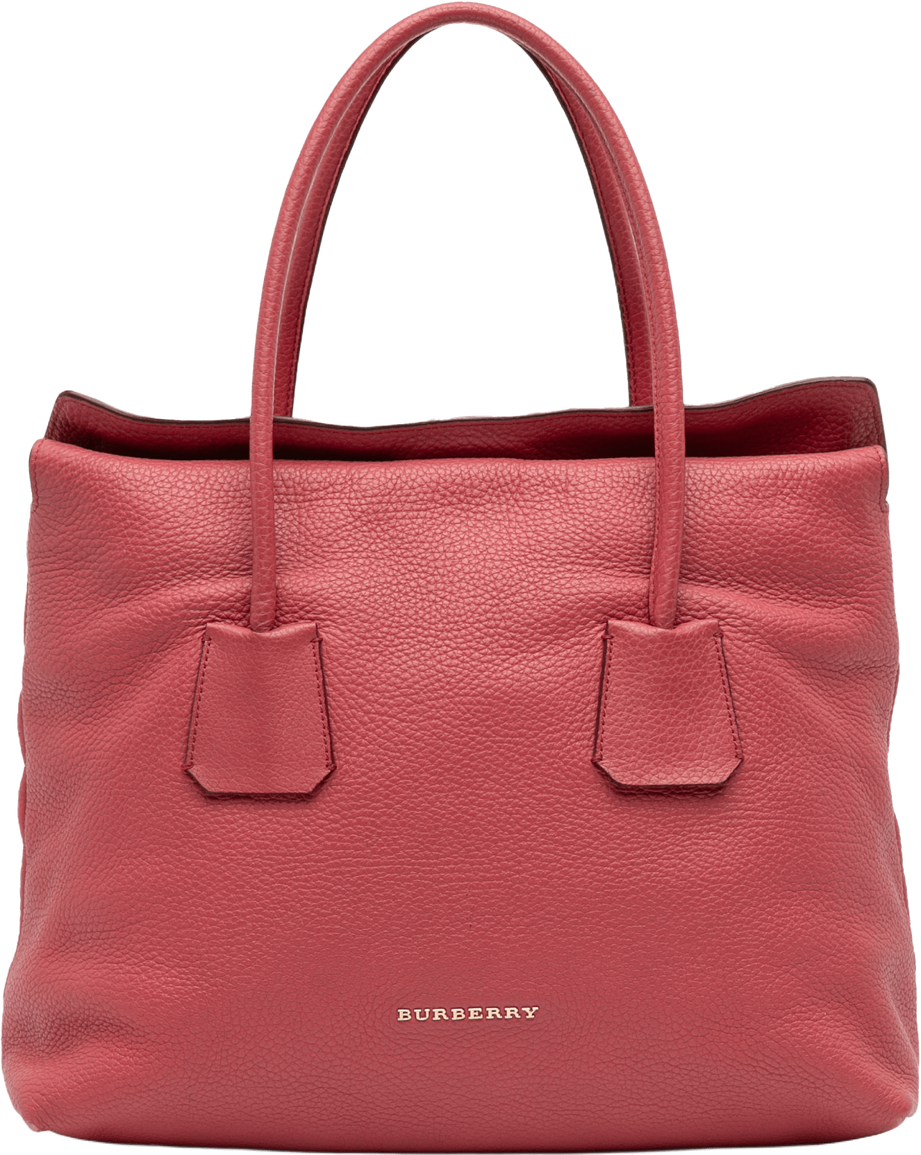 Burberry Grained Leather Baynard Tote, från Luxclusif, i färgen red.