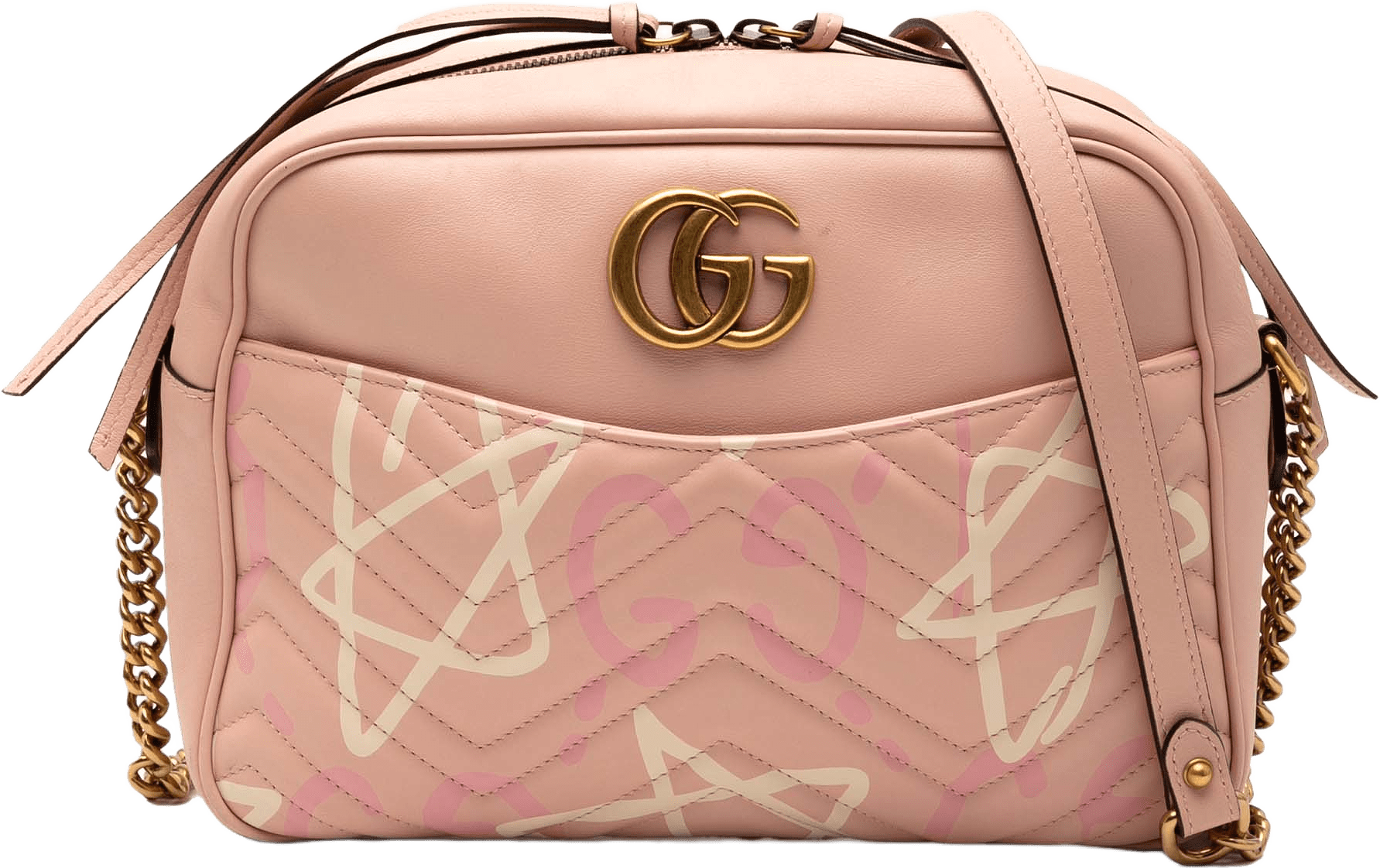 Gucci Gg Marmont Matelasse Leather Gucci Ghost Crossbody, från Luxclusif, i färgen pink.