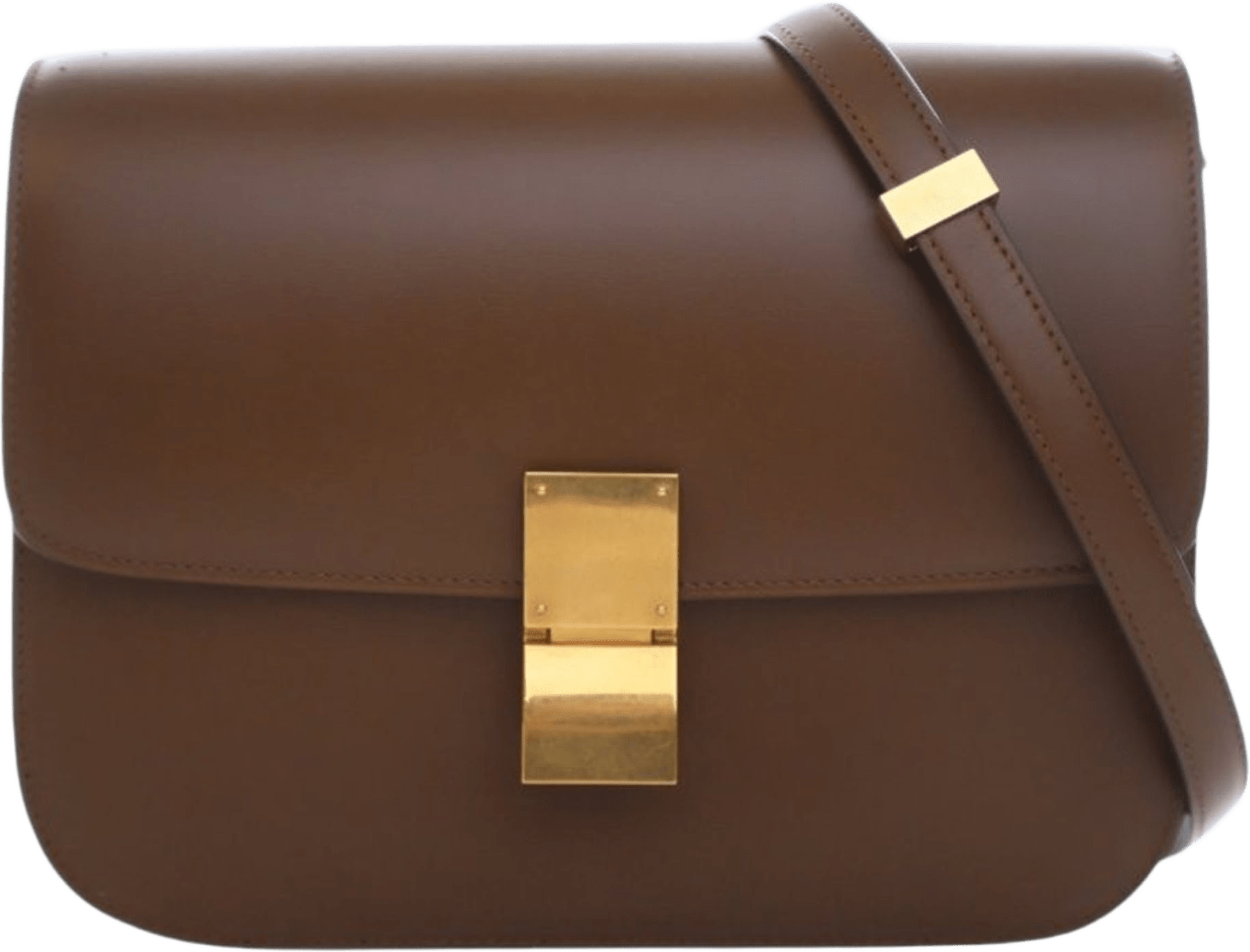 Celine Medium Calfskin Classic Box, från Luxclusif, i färgen brown.