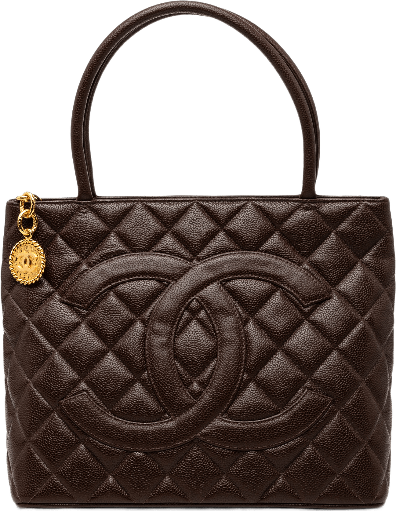 Chanel Caviar Medallion Tote, från Luxclusif, i färgen brun.