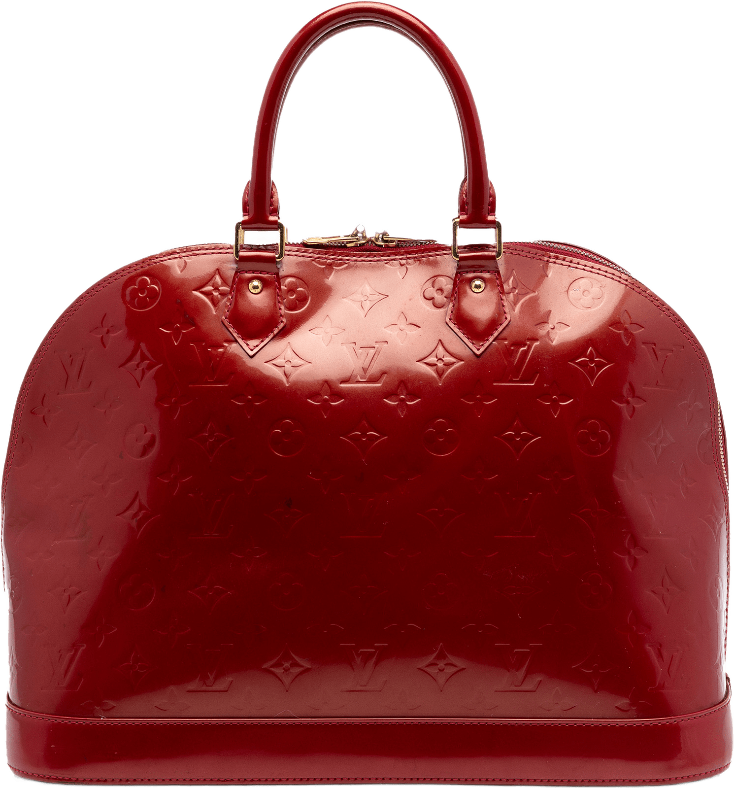 Louis Vuitton Monogram Vernis Alma Gm, från Luxclusif, i färgen red.