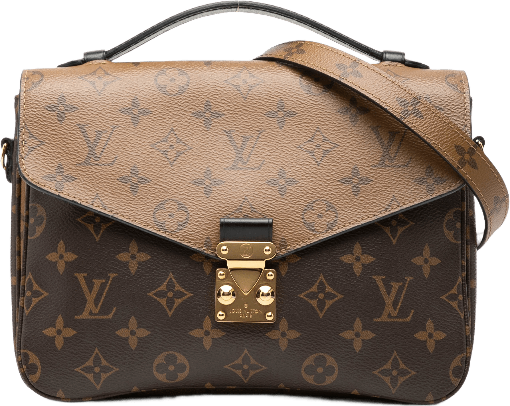 Louis Vuitton Monogram Reverse Pochette Metis, från Luxclusif, i färgen brun.