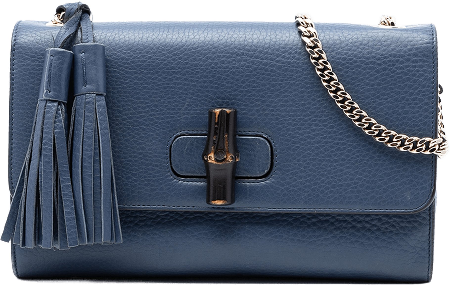 Gucci Medium Leather Miss Bamboo Crossbody, från Luxclusif, i färgen dark blue.