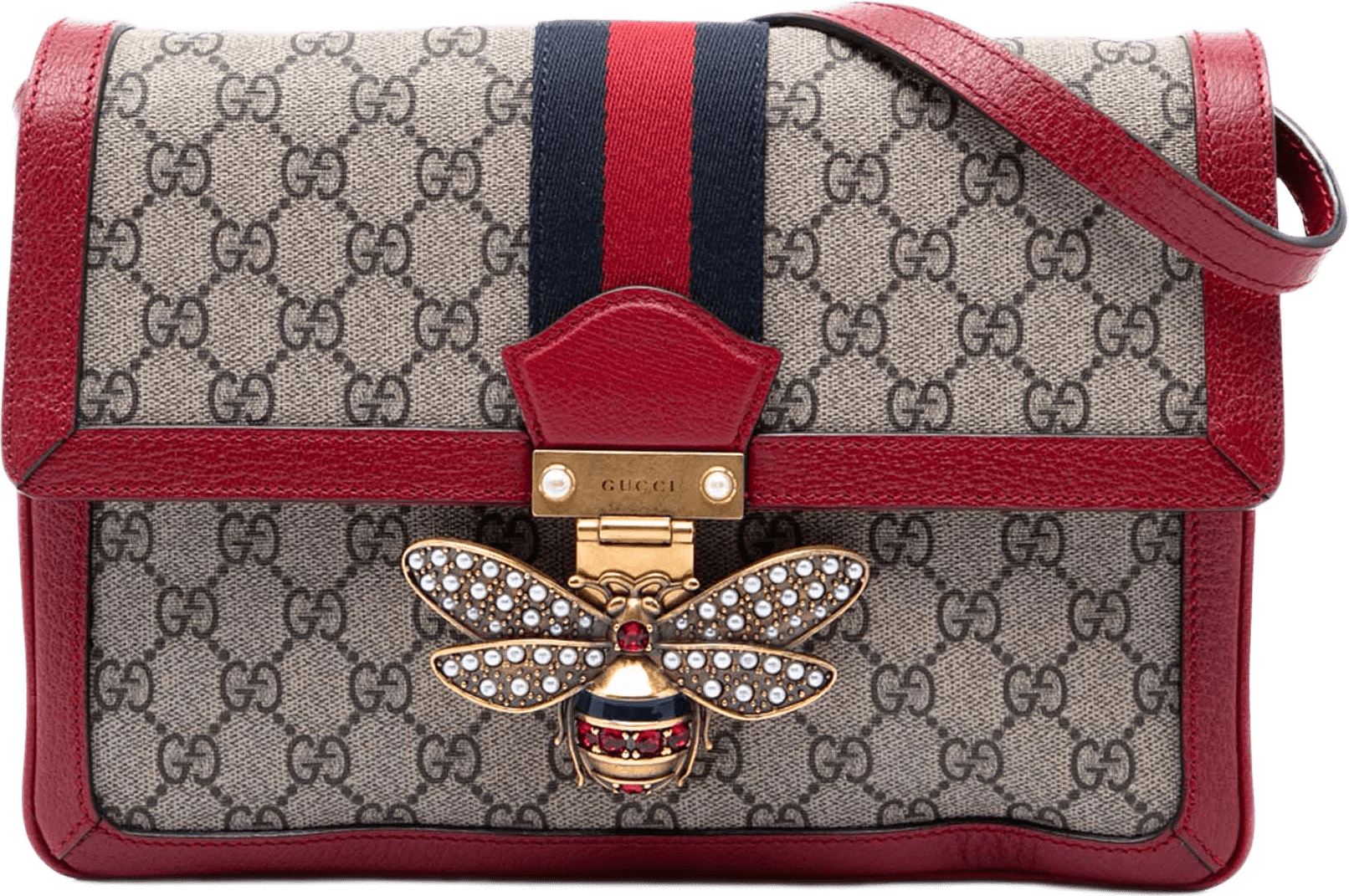 Gucci Gg Supreme Queen Margaret Crossbody, från Luxclusif, i färgen beige.