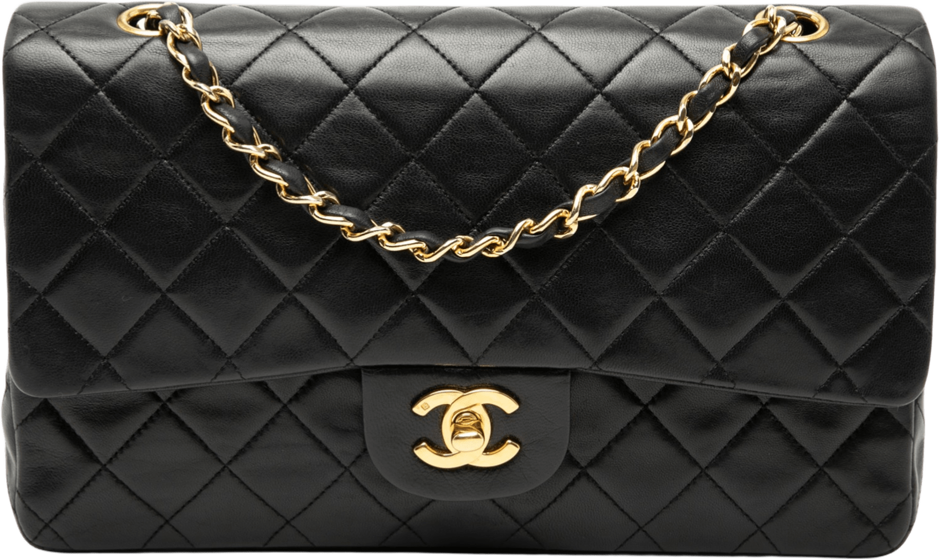 Chanel Medium Classic Lambskin Double Flap, från Luxclusif, i färgen black.