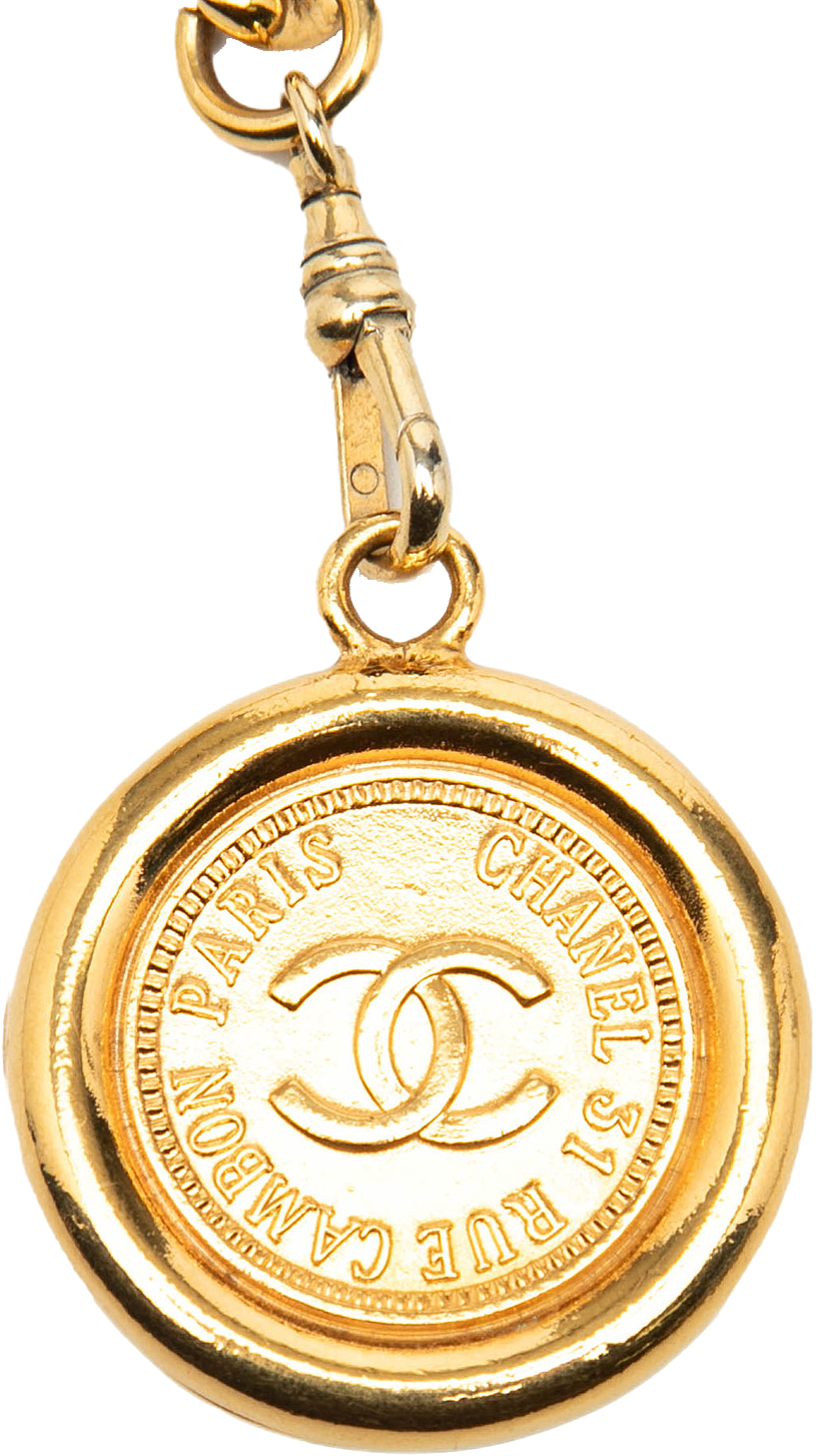 Chanel Gold Plated Medallion Rue Cambon Chain Belt, från Luxclusif, i färgen gold.