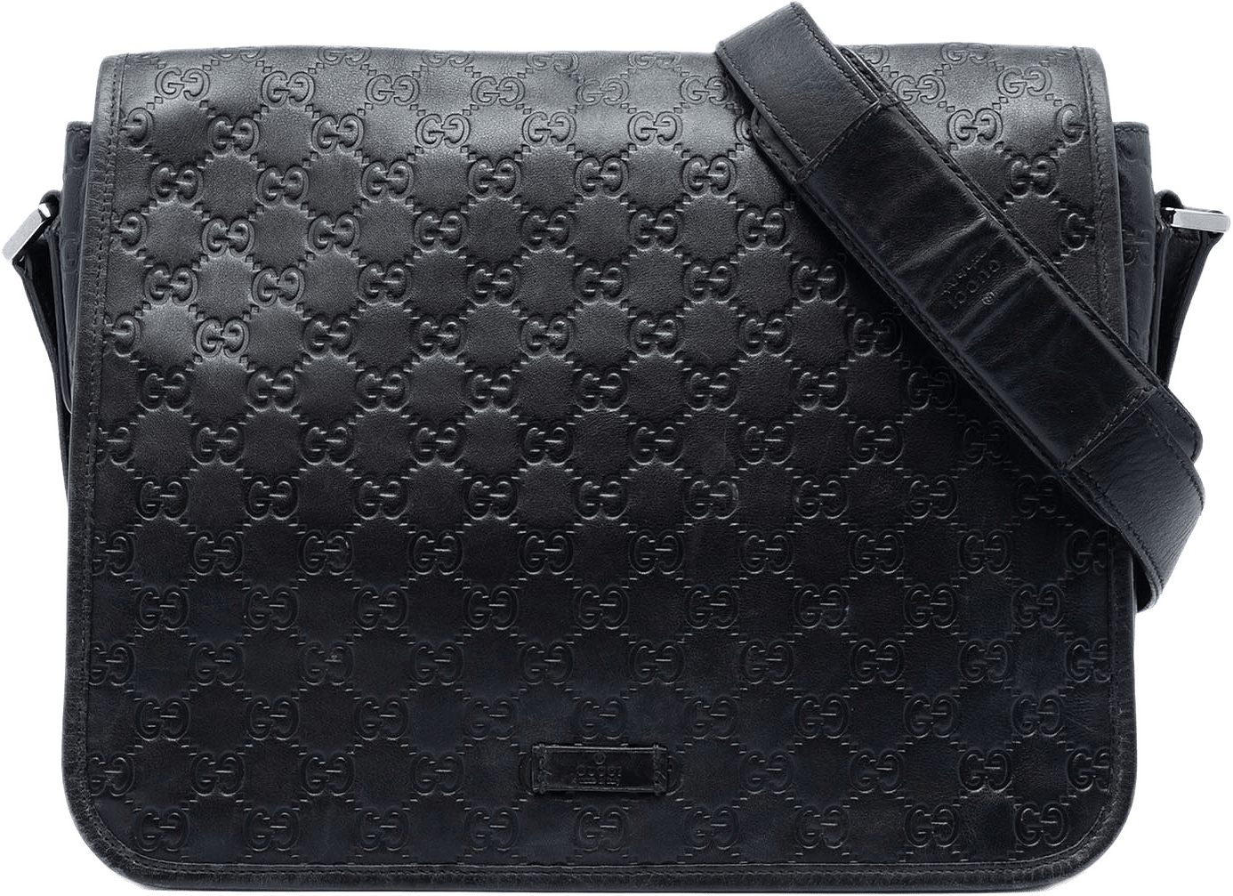Gucci Guccissima Messenger Bag, från Luxclusif, i färgen black.
