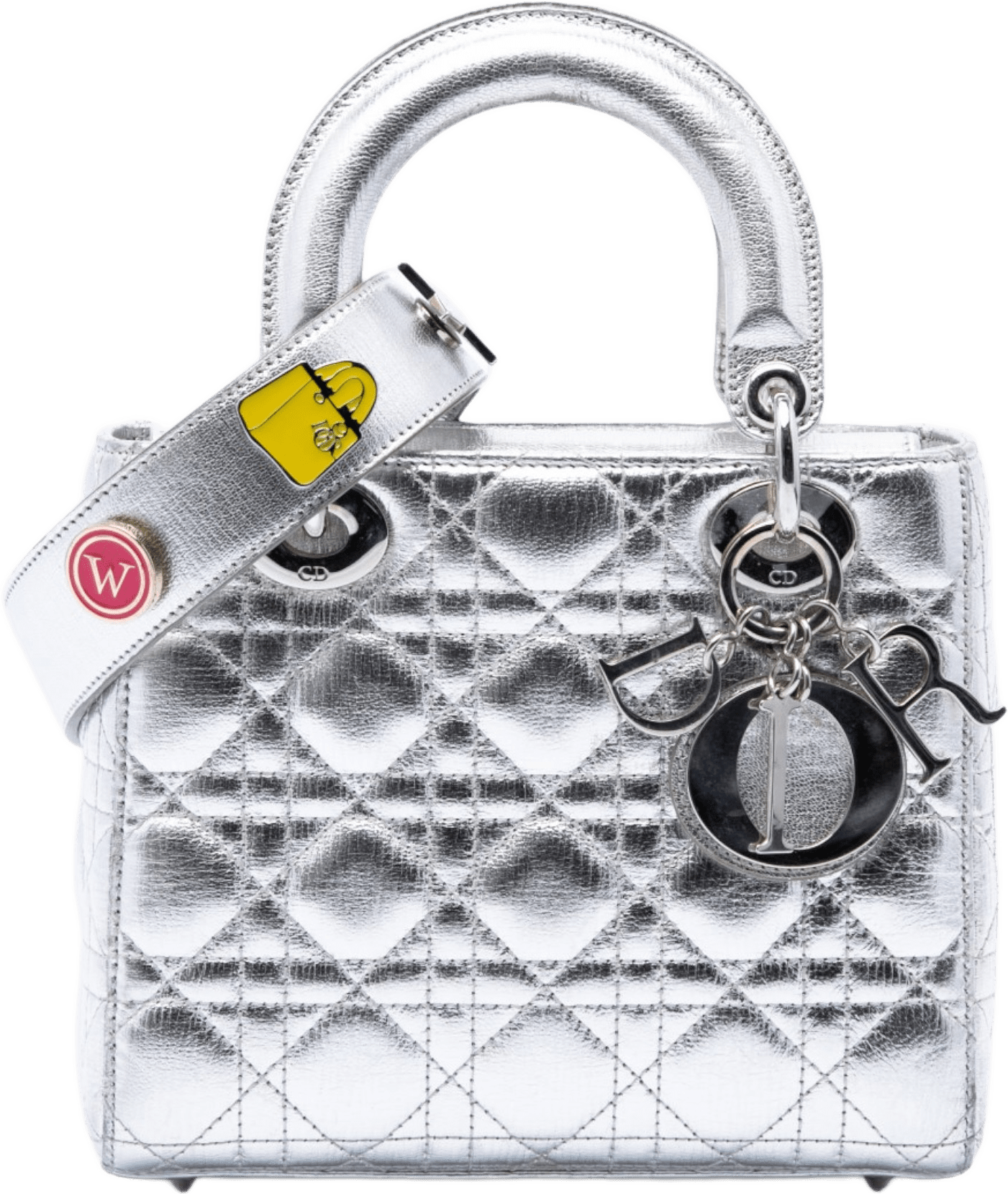 Dior Small Metallic Lambskin Cannage My Abcdior Lady Dior, från Luxclusif, i färgen silver.