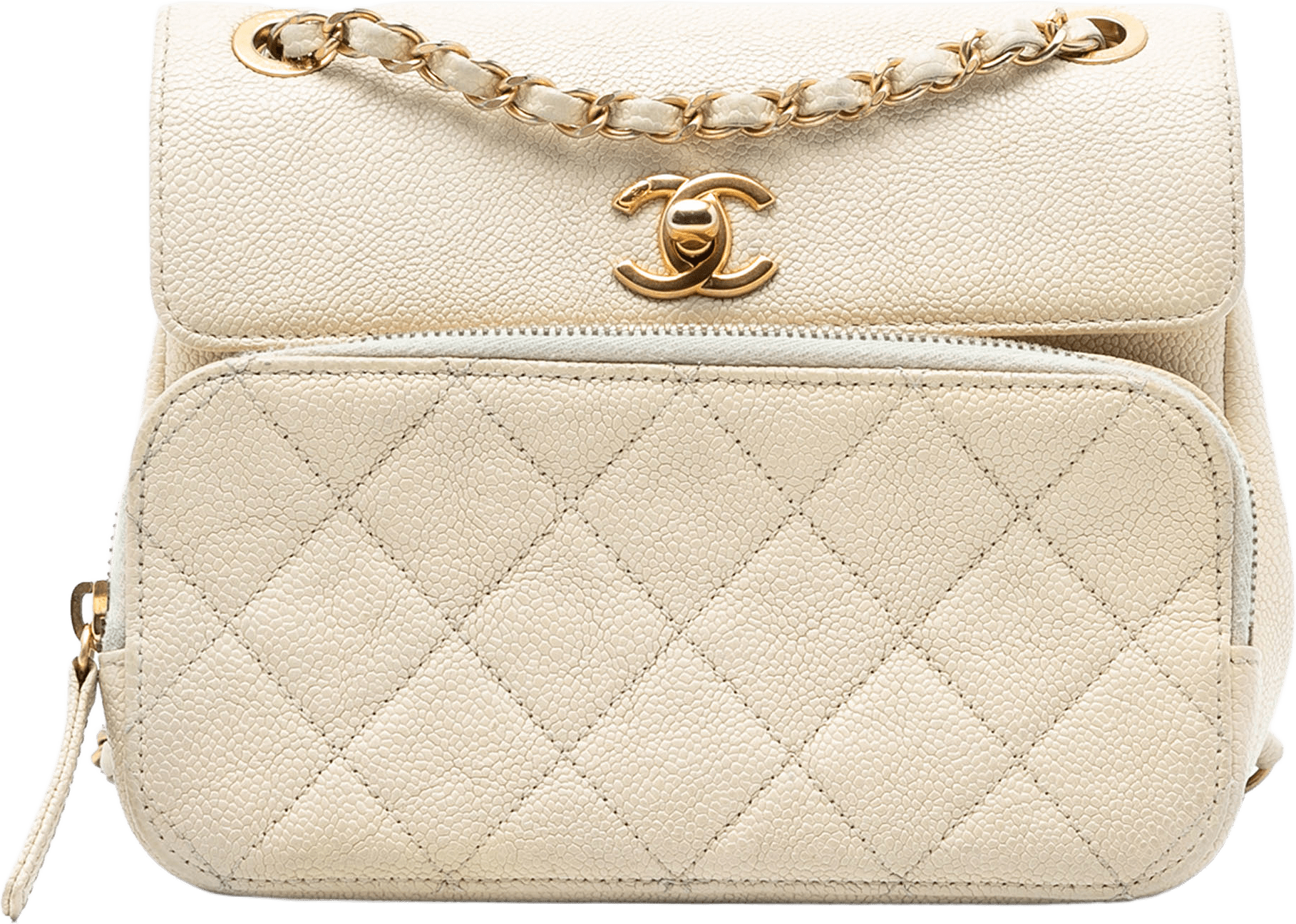 Chanel Caviar Business Affinity Messenger Flap, från Luxclusif, i färgen ivory.