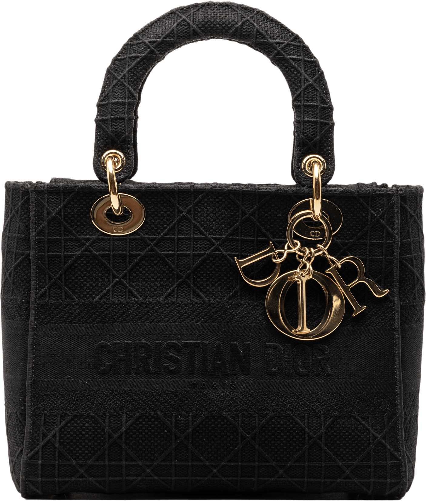 Dior Medium Canvas Cannage Lady D Lite, från Luxclusif, i färgen black.