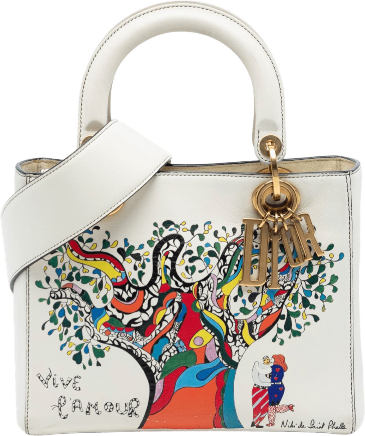 Dior Niki De Saint Phalle Medium Calfskin Vive L Amour Lady Dior, från Luxclusif, i färgen white.