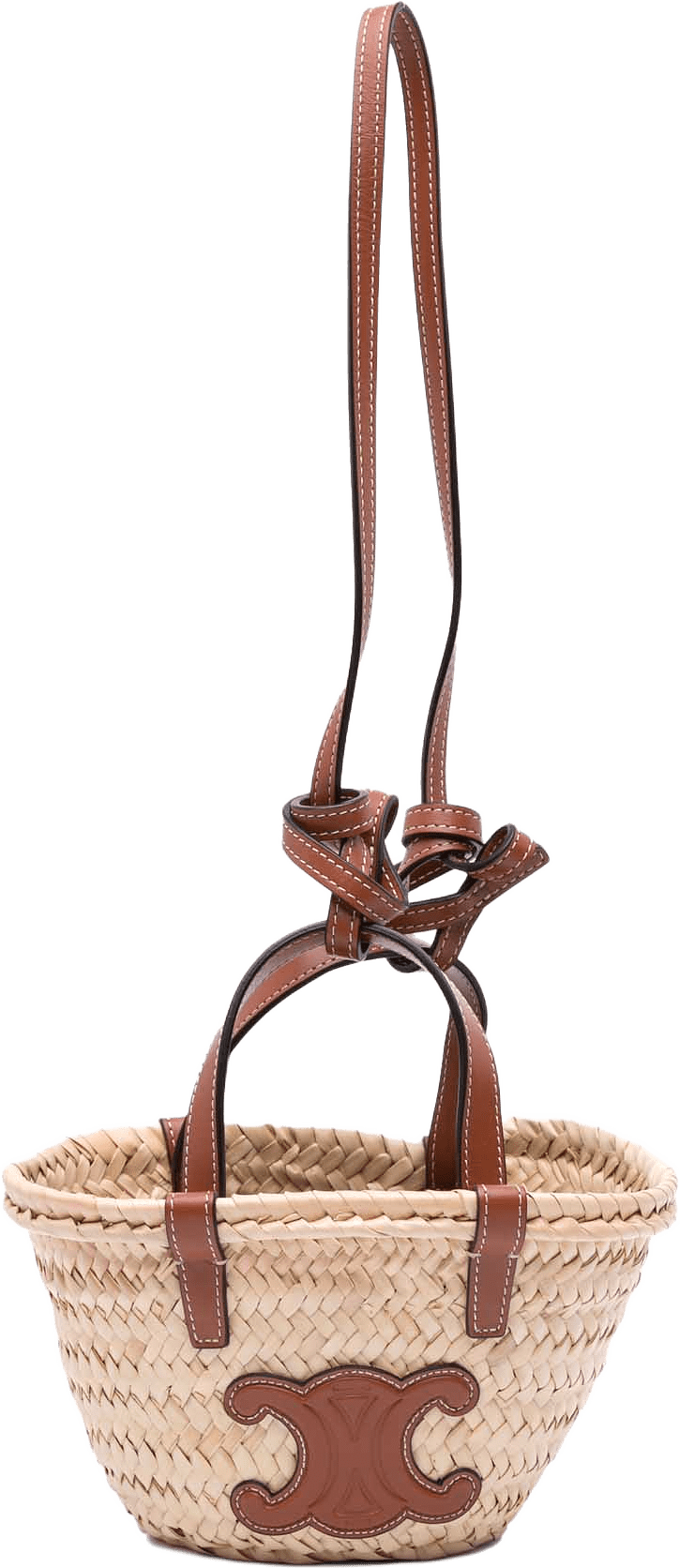 Celine Nano Raffia Cuir Triomphe Classic Panier Tote, från Luxclusif, i färgen beige.