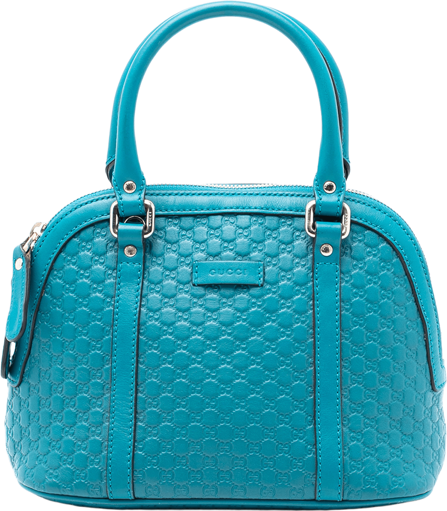 Gucci Mini Microguccissima Dome Satchel, från Luxclusif, i färgen turquoise.