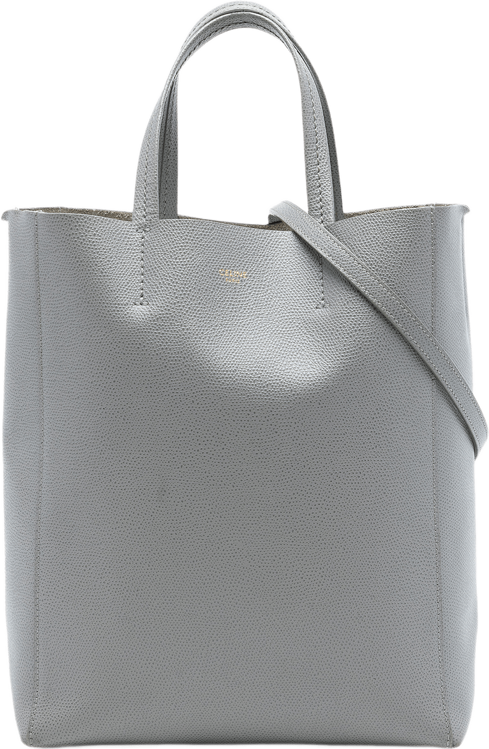 Celine Small Grained Calfskin Vertical Cabas Tote, från Luxclusif, i färgen gray.