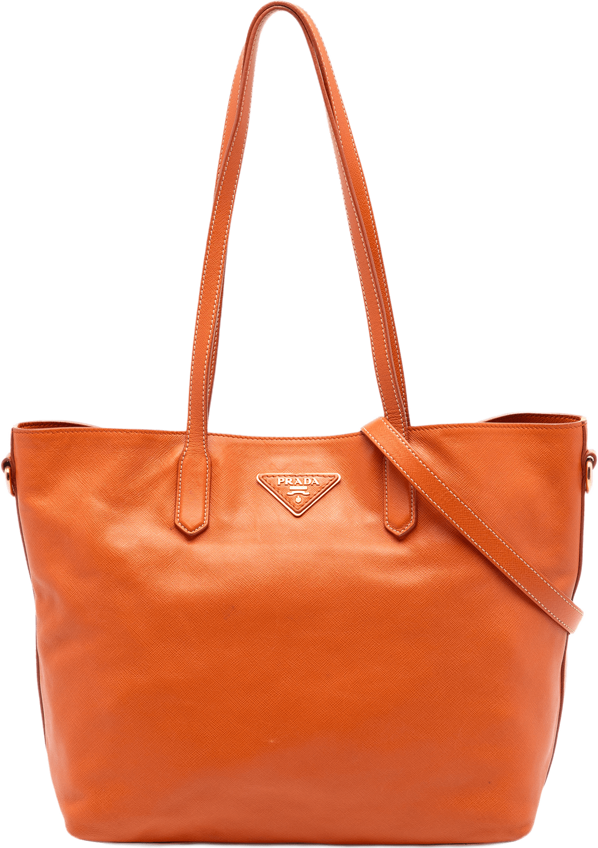 Prada Saffiano Open Convertible Tote, från Luxclusif, i färgen orange.