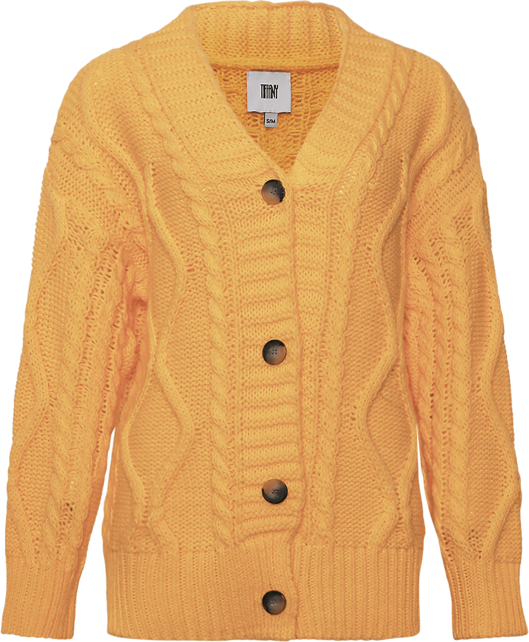 Carla, Long Cardigan Knit - Sun Yellow, från Tiffany, i färgen sun yellow.