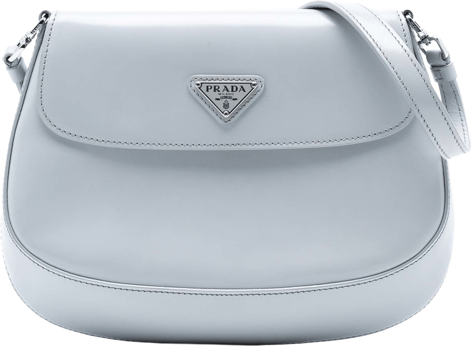 Prada Mini Brushed Leather Cleo Flap, från Luxclusif, i färgen light gray.