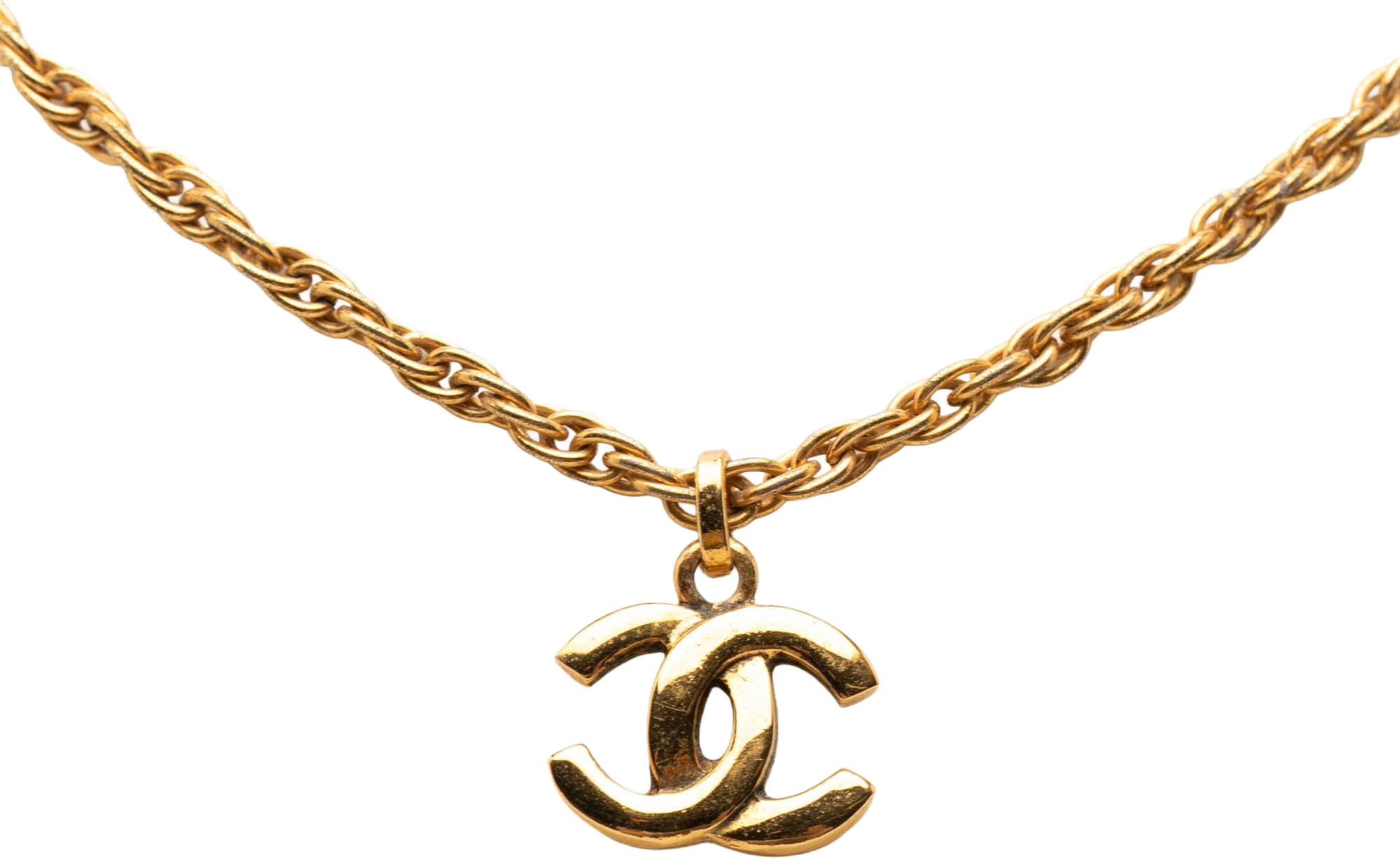 Chanel Gold Plated Cc Pendant Necklace, från Luxclusif, i färgen gold.