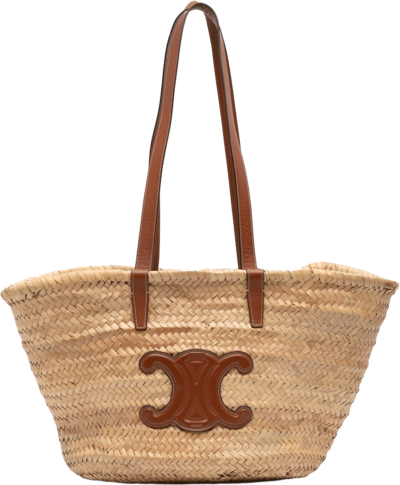 Celine Large Raffia Cuir Triomphe Classic Panier Tote, från Luxclusif, i färgen beige.