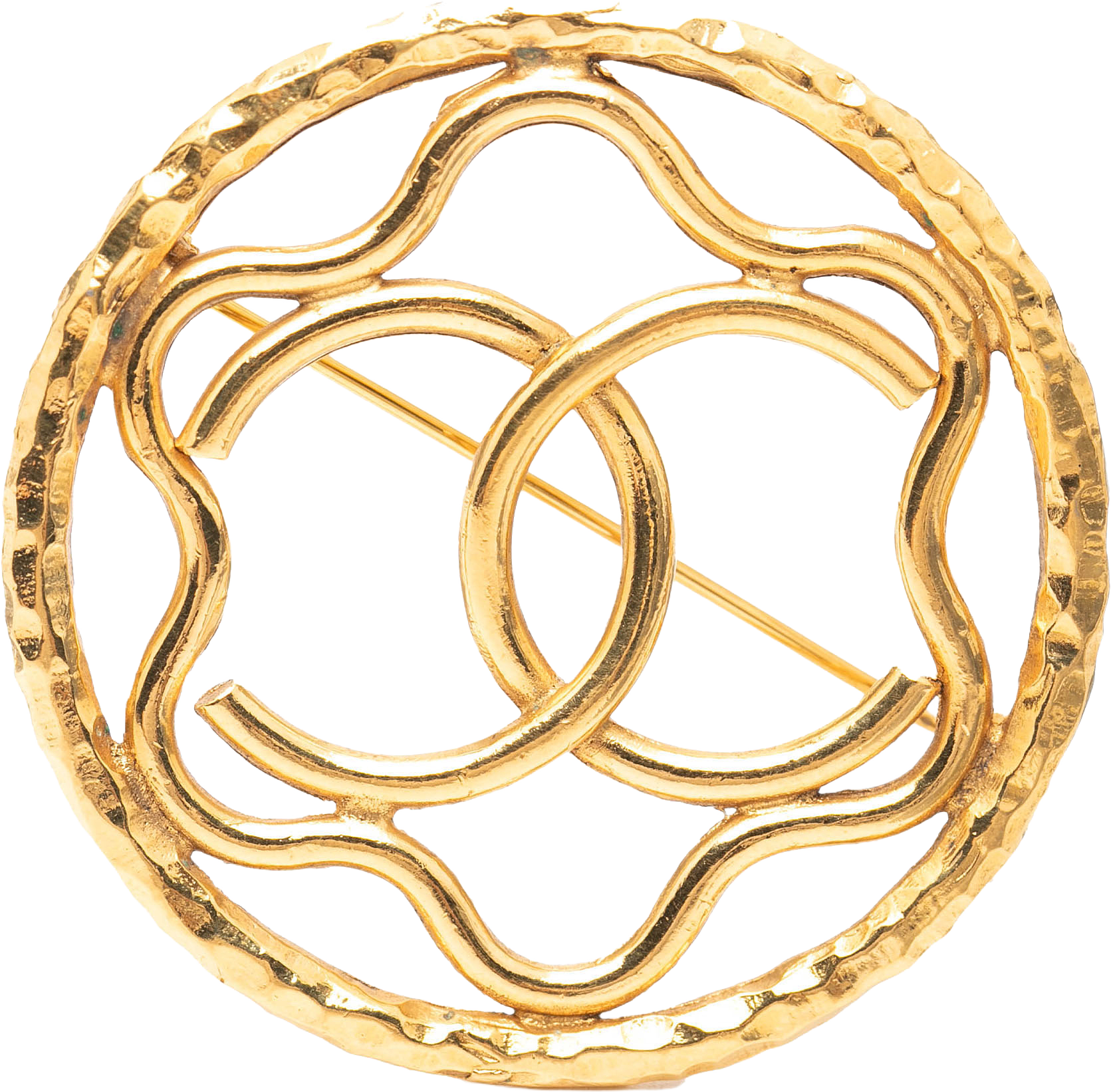 Chanel Cc Gold Plated Round Brooch, från Luxclusif, i färgen gold.