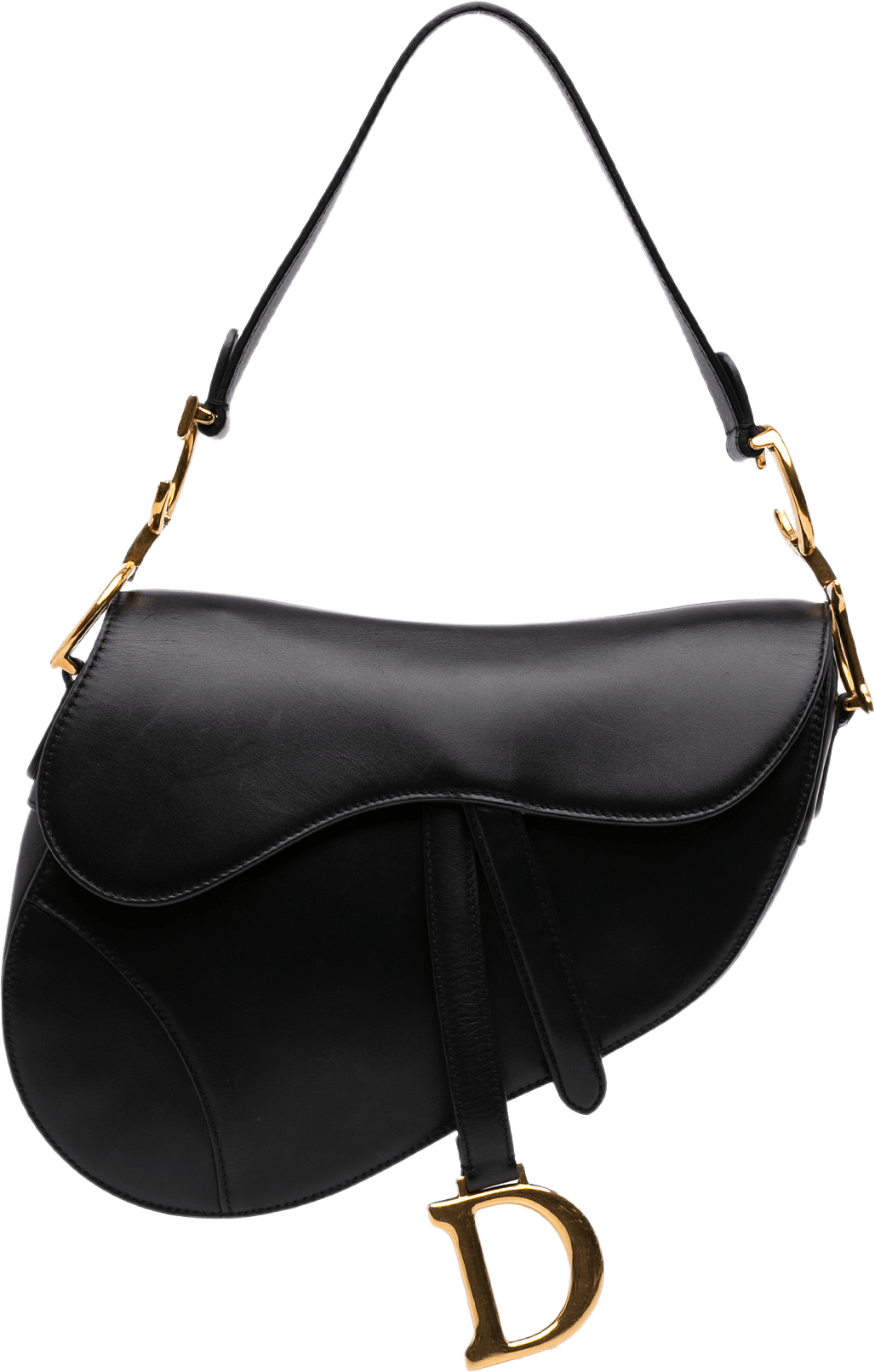 Dior Smooth Calfskin Saddle Bag, från Luxclusif, i färgen svart.