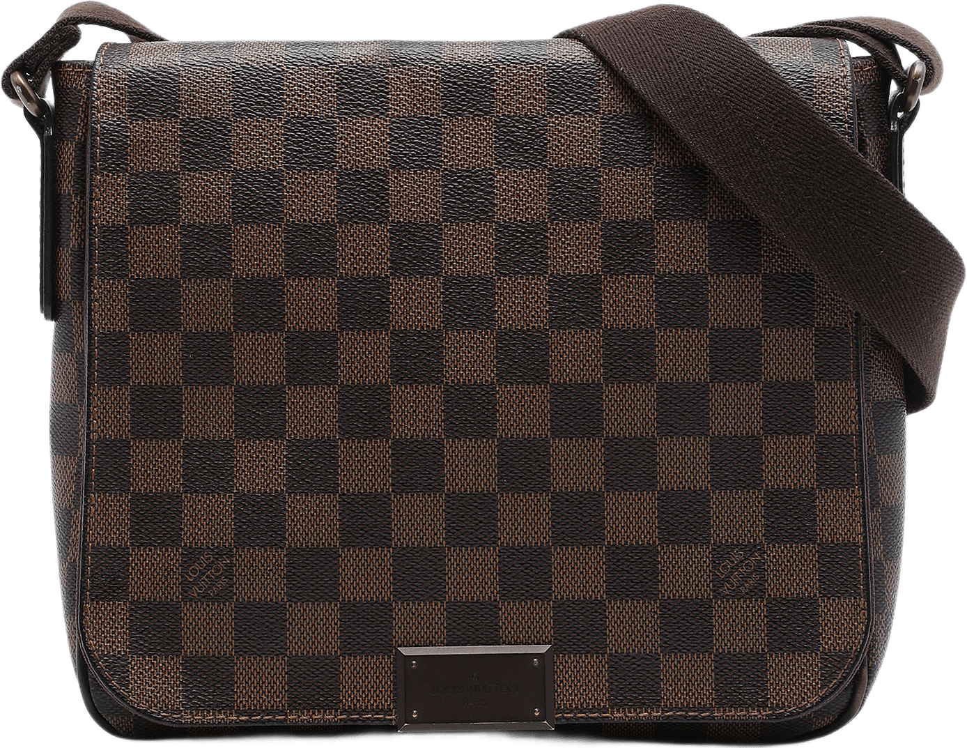 Louis Vuitton Damier Ebene District Pm, från Luxclusif, i färgen brun.