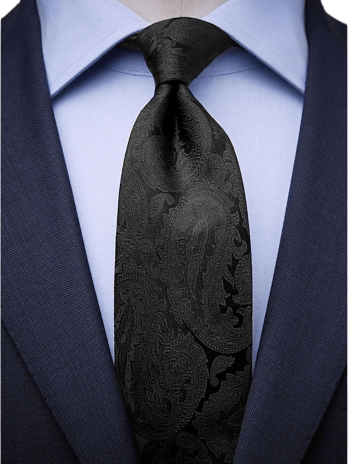 Paisleymönstrad Högtidlig Slips, från John Henric, i färgen black.