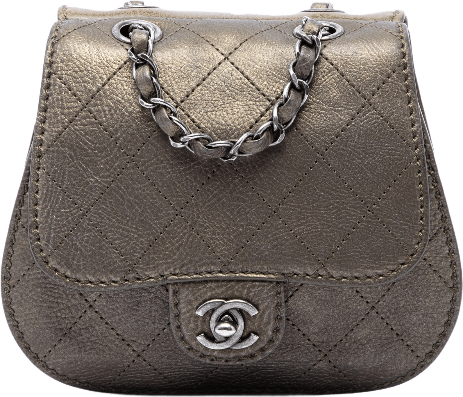 Chanel Small Quilted Calfskin Coco Twin Flap, från Luxclusif, i färgen brun.