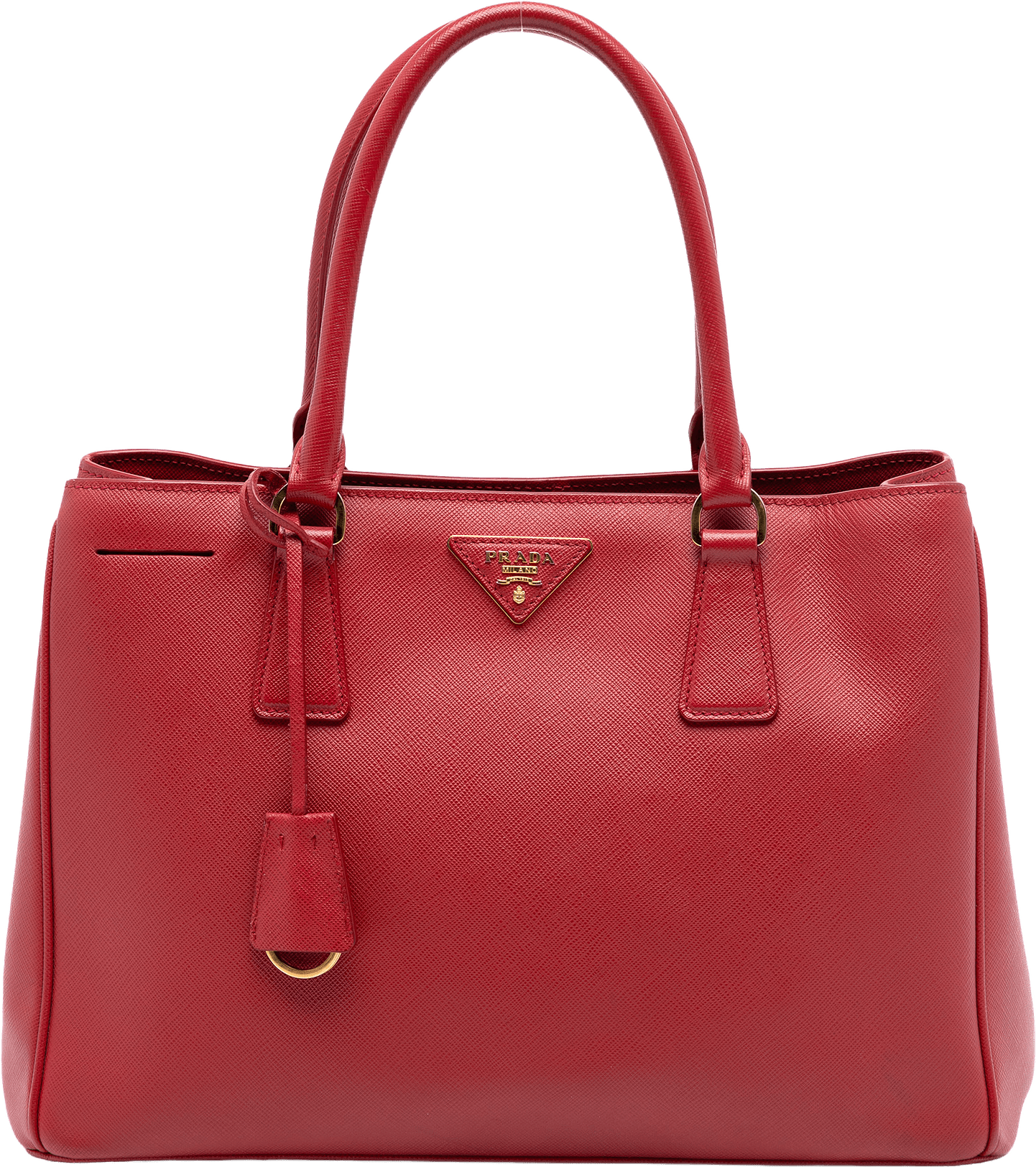 Prada Medium Saffiano Lux Galleria Satchel, från Luxclusif, i färgen red.
